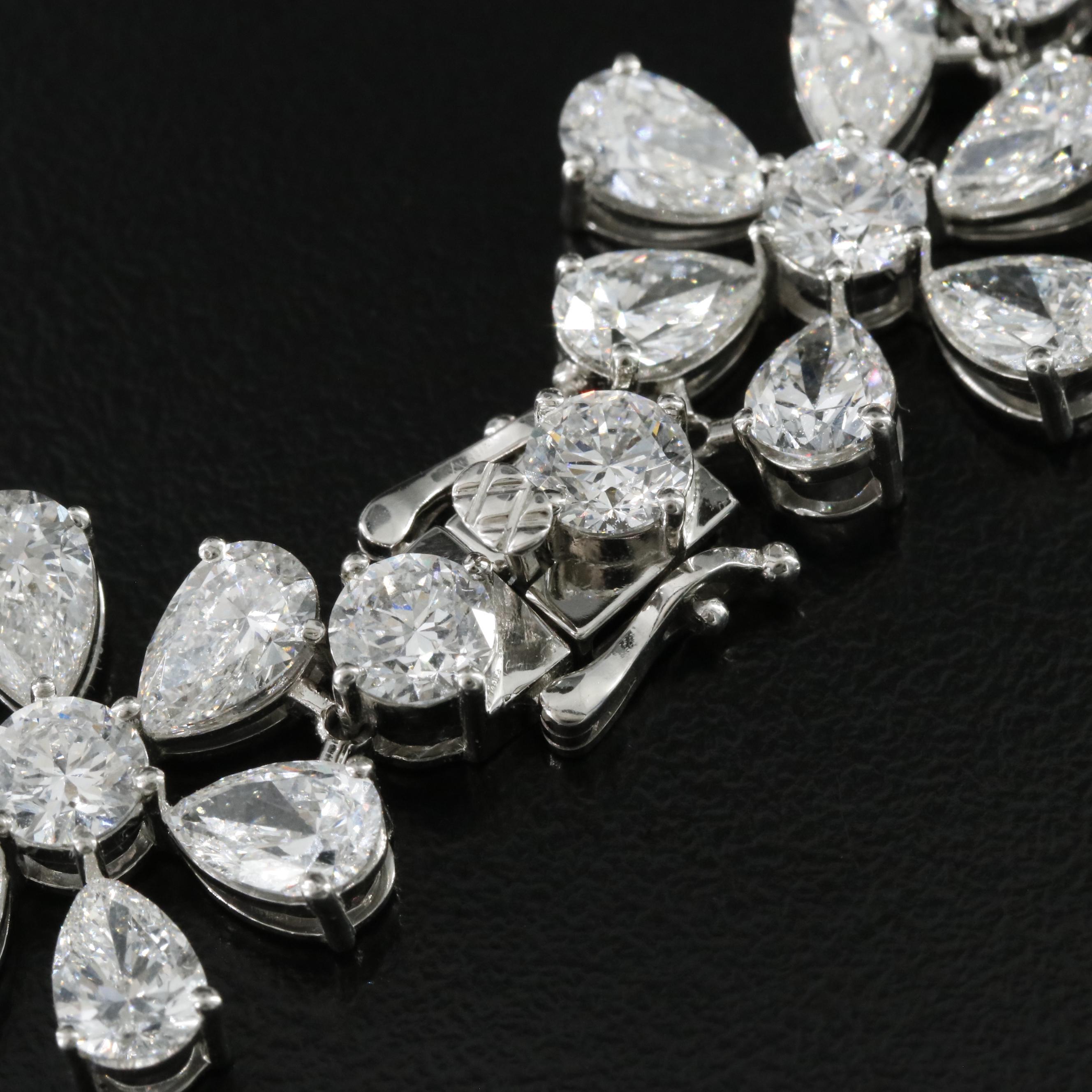 Platinum 33.96 CTW Lab Grown Diamond Flower Bracelet