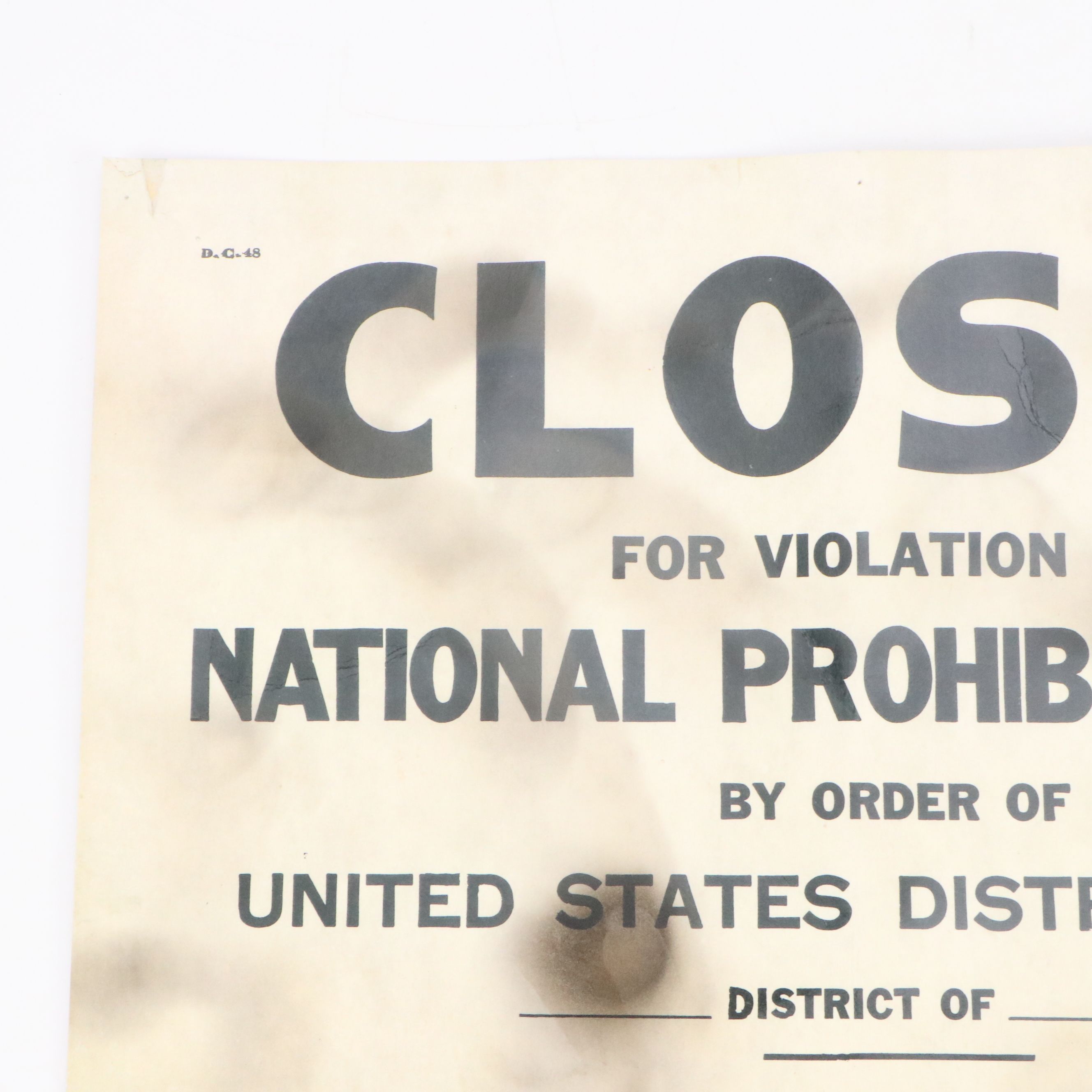 Prohibition Era Whisky Prescription Form with Reproduction Sign