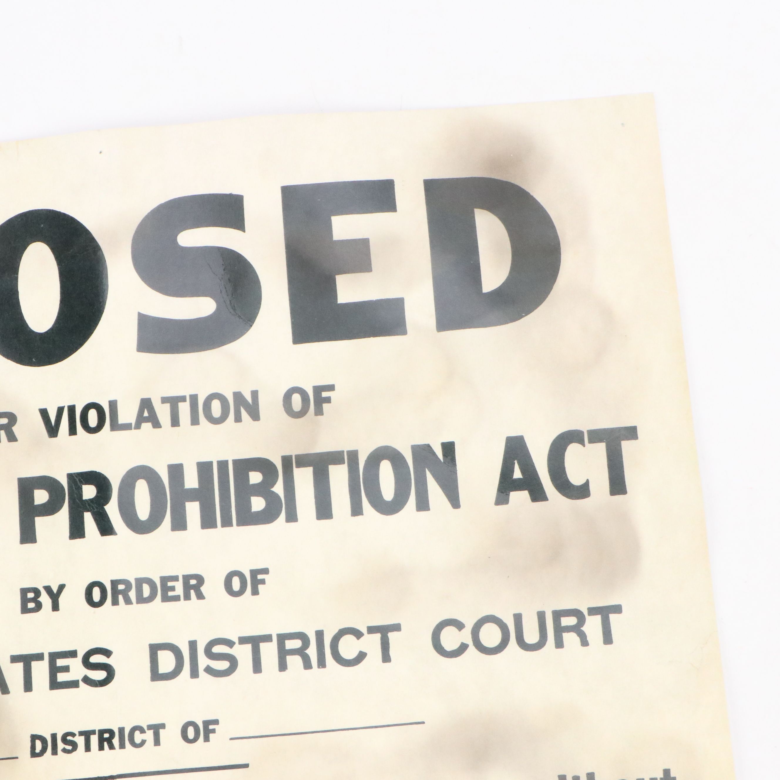 Prohibition Era Whisky Prescription Form with Reproduction Sign