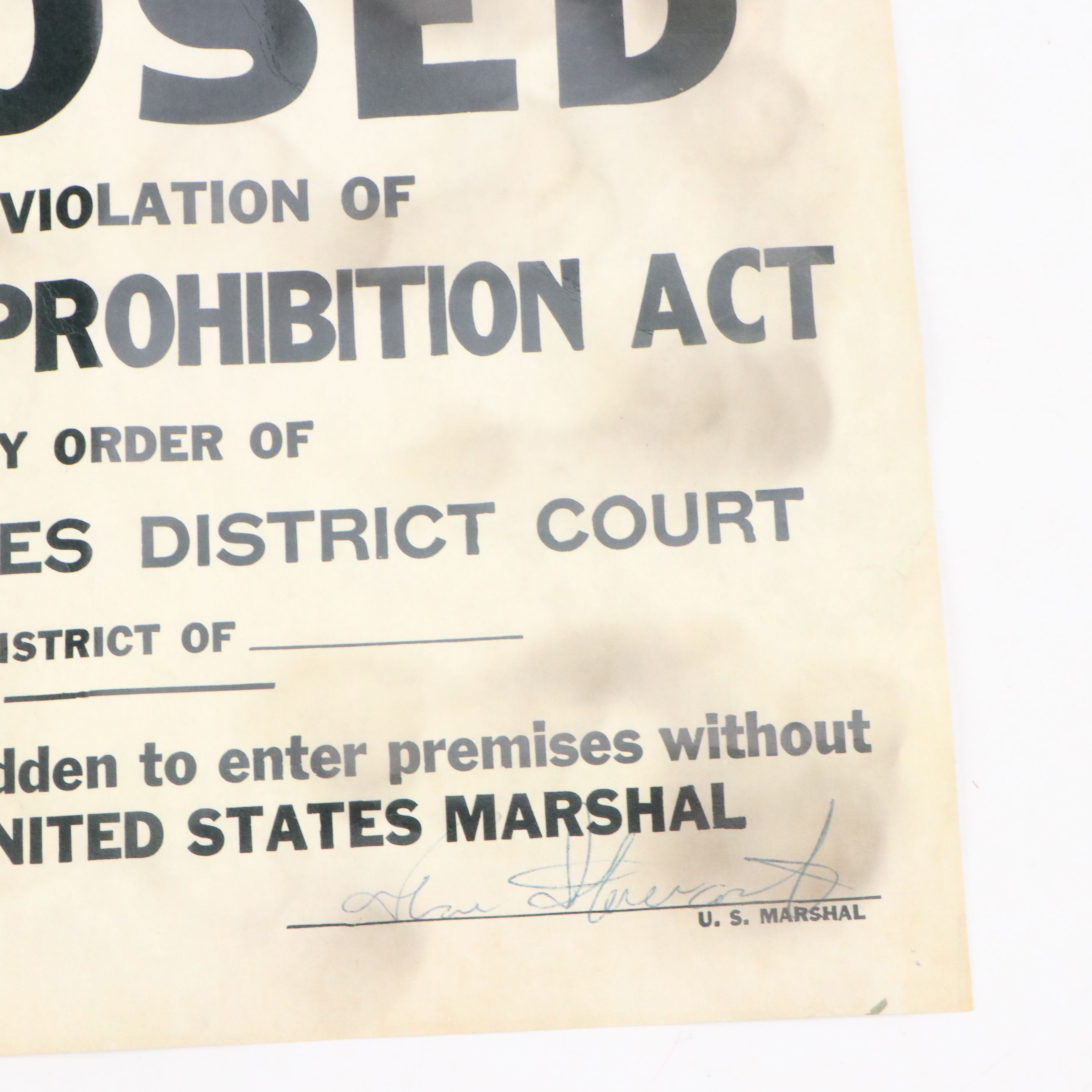 Prohibition Era Whisky Prescription Form with Reproduction Sign