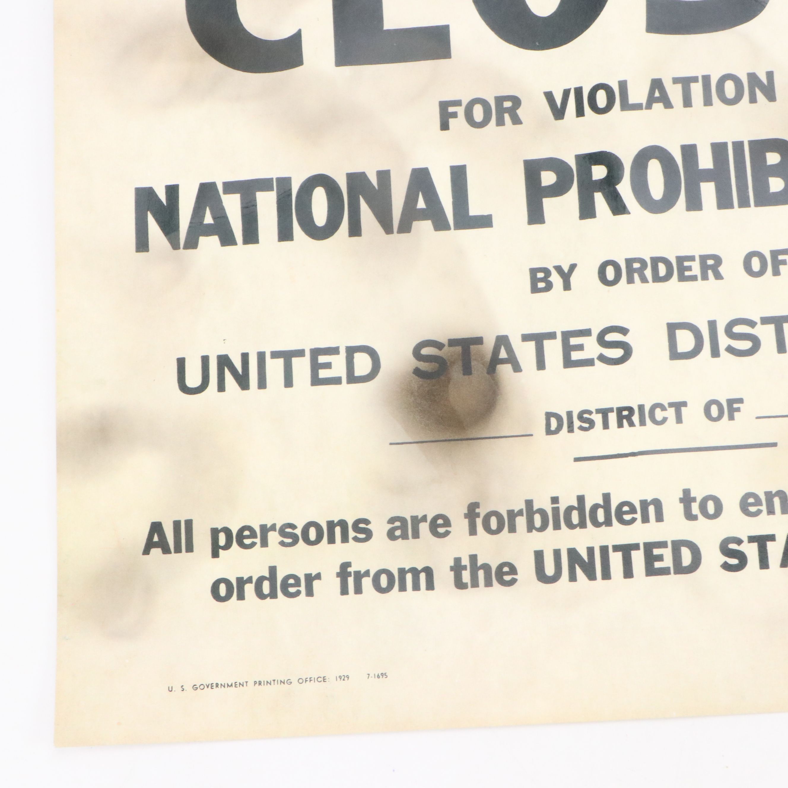 Prohibition Era Whisky Prescription Form with Reproduction Sign