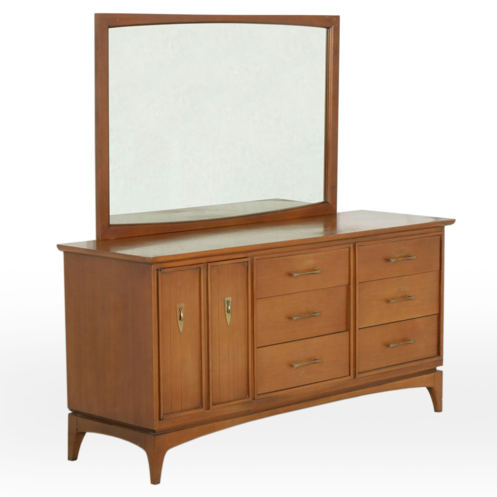 Mid Century Modern Walnut Dresser and Mirror