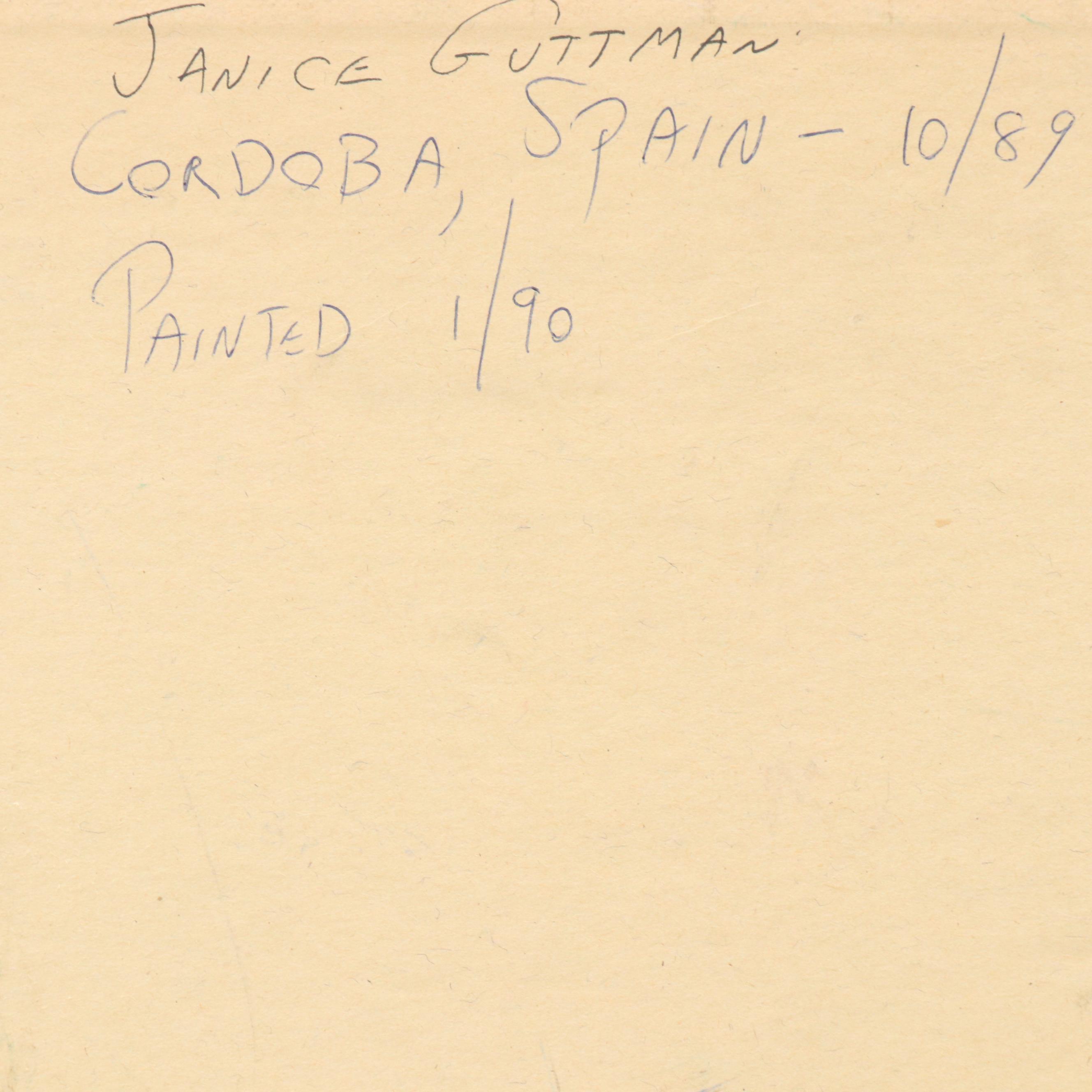 Janice Guttman Acrylic on Canvas Board "Cordoba, Spain," 1990