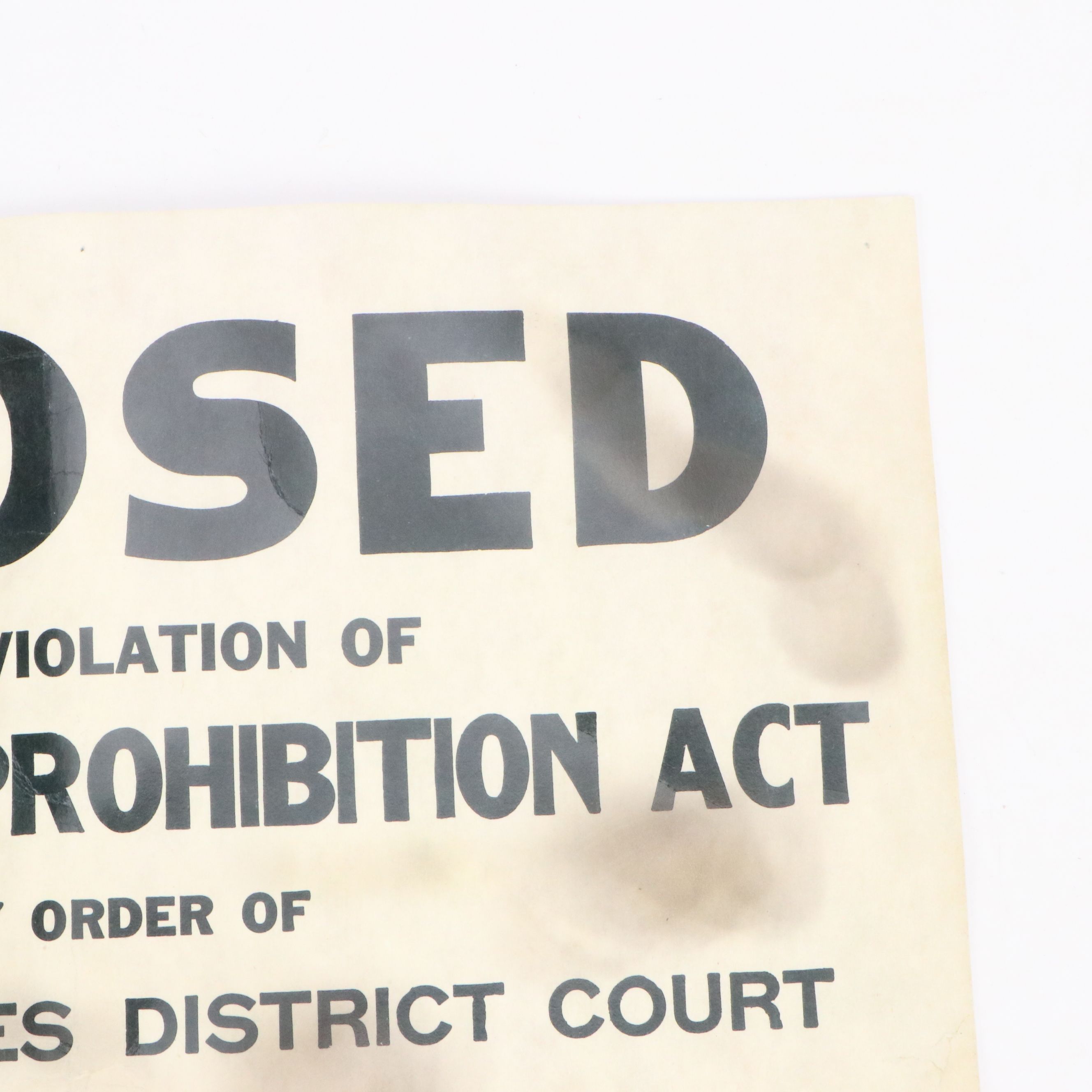 Prohibition Era Whisky Prescription Form with Reproduction Sign