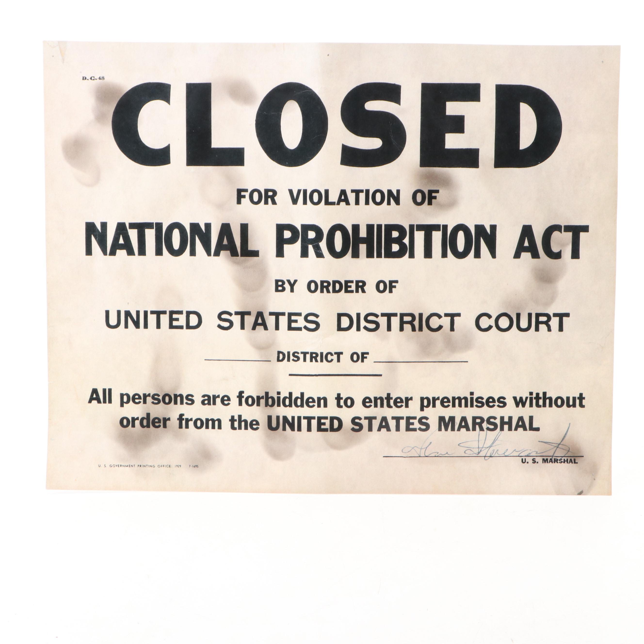 Prohibition Era Whisky Prescription Form with Reproduction Sign