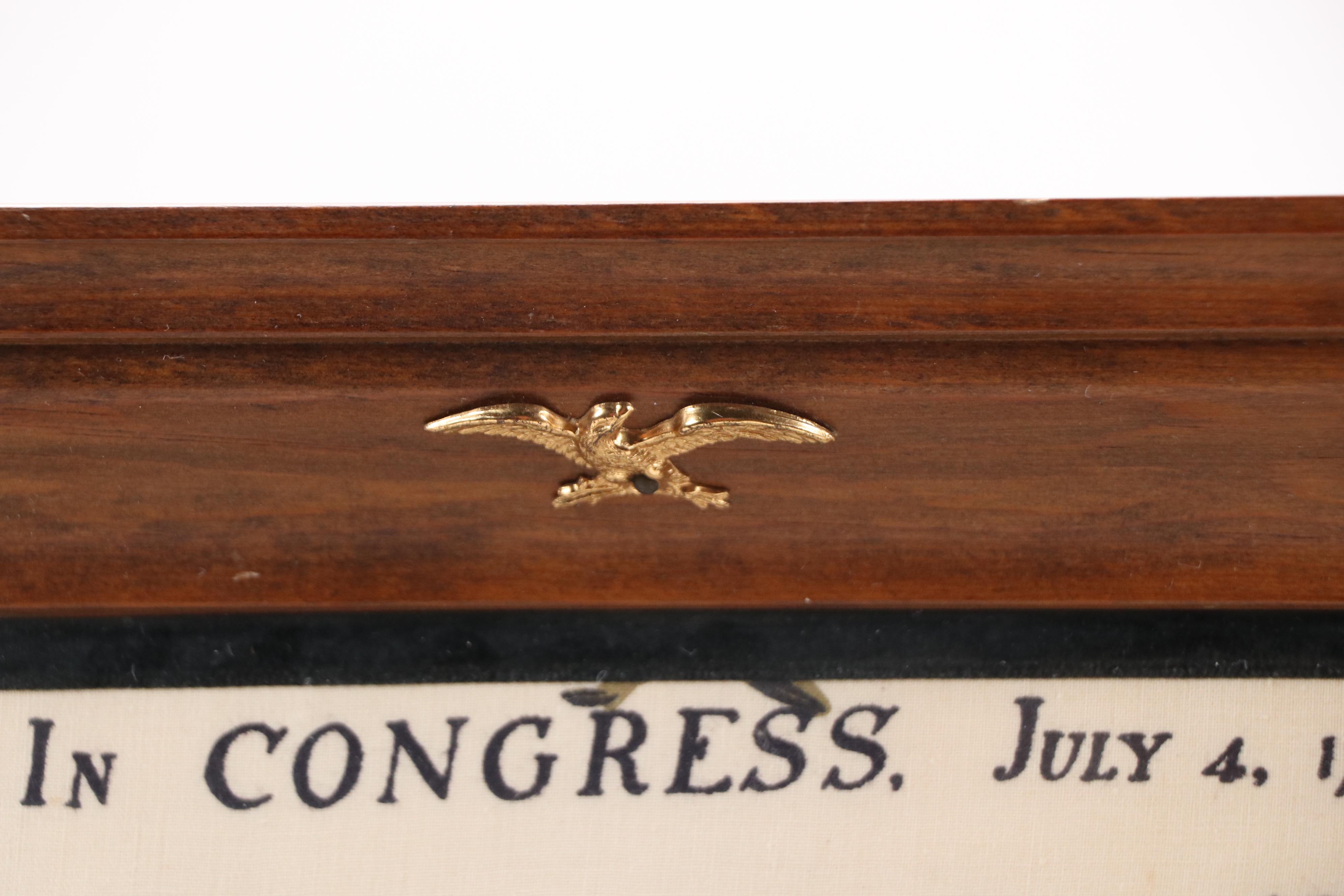 Outline Embroidered Fabric Declaration of Independence with 3-D Puff Work