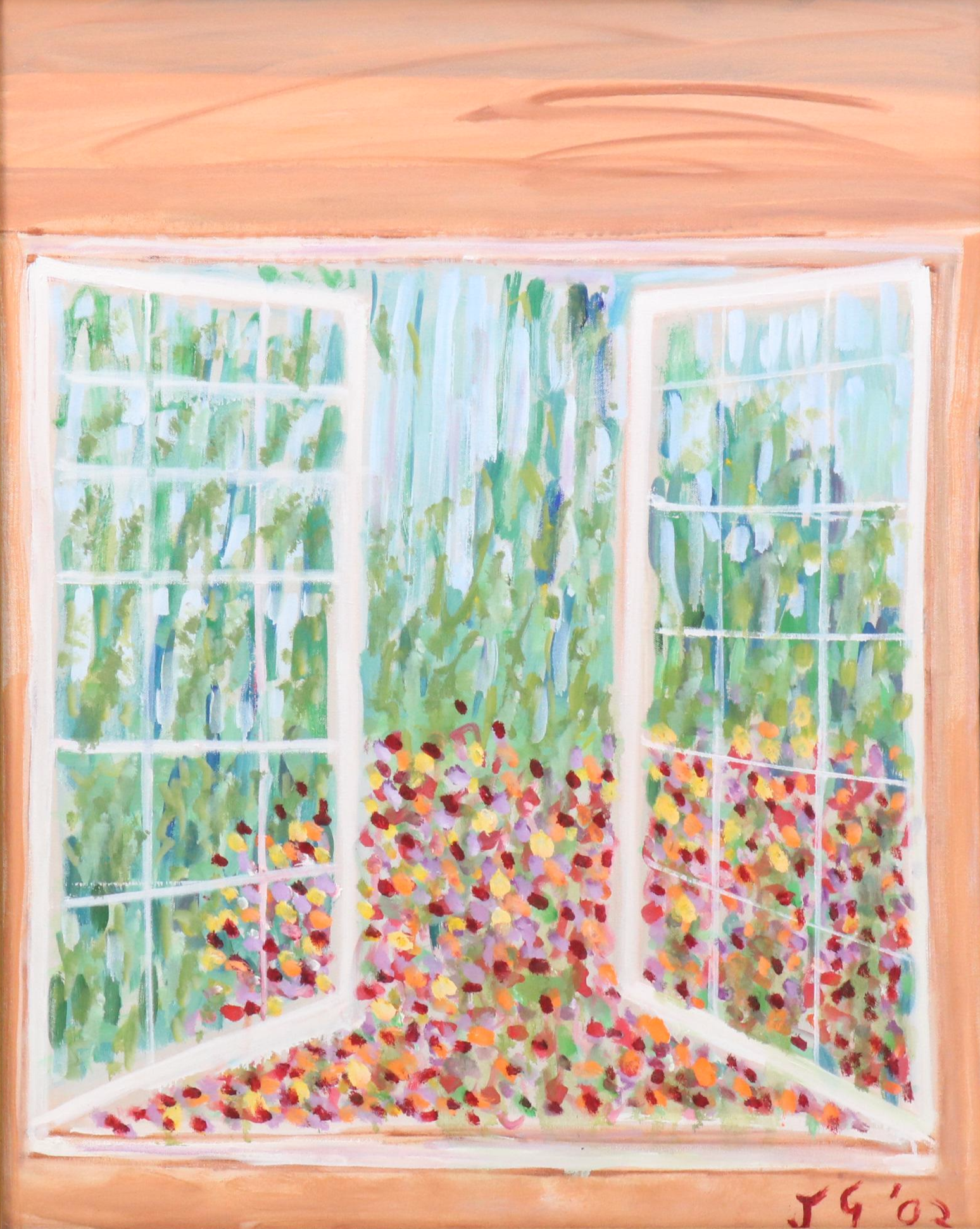 Janice Guttman Garden Landscape Acrylic Painting, 2002