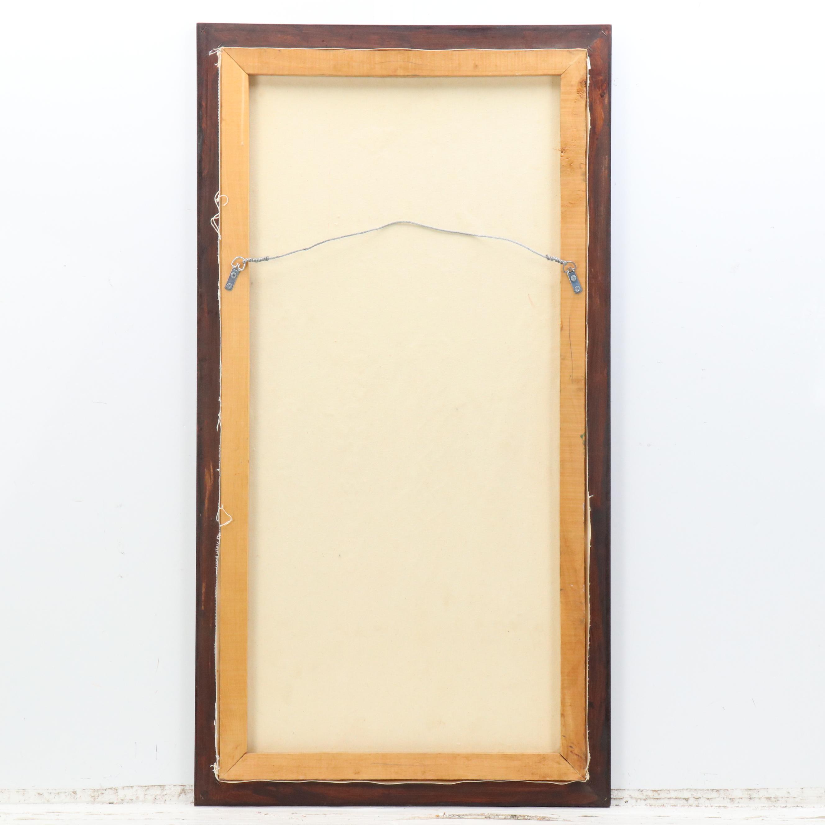 Stylized Acrylic Painting of Maasai Water Bearer Women & Children Figural Group