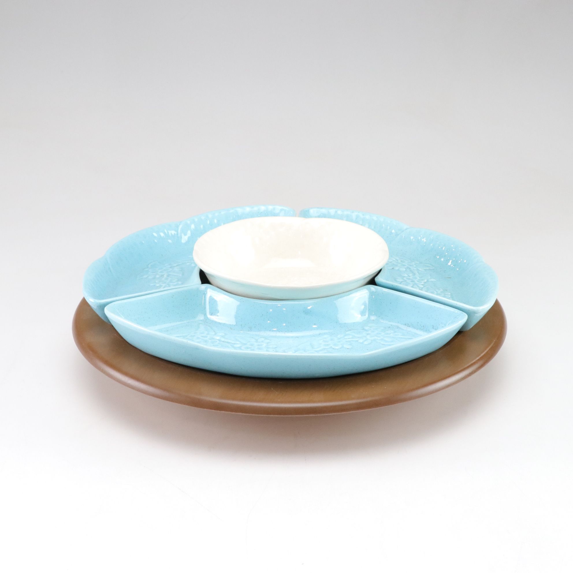 California Pottery 4-Part Serving Set on Plastic Stand