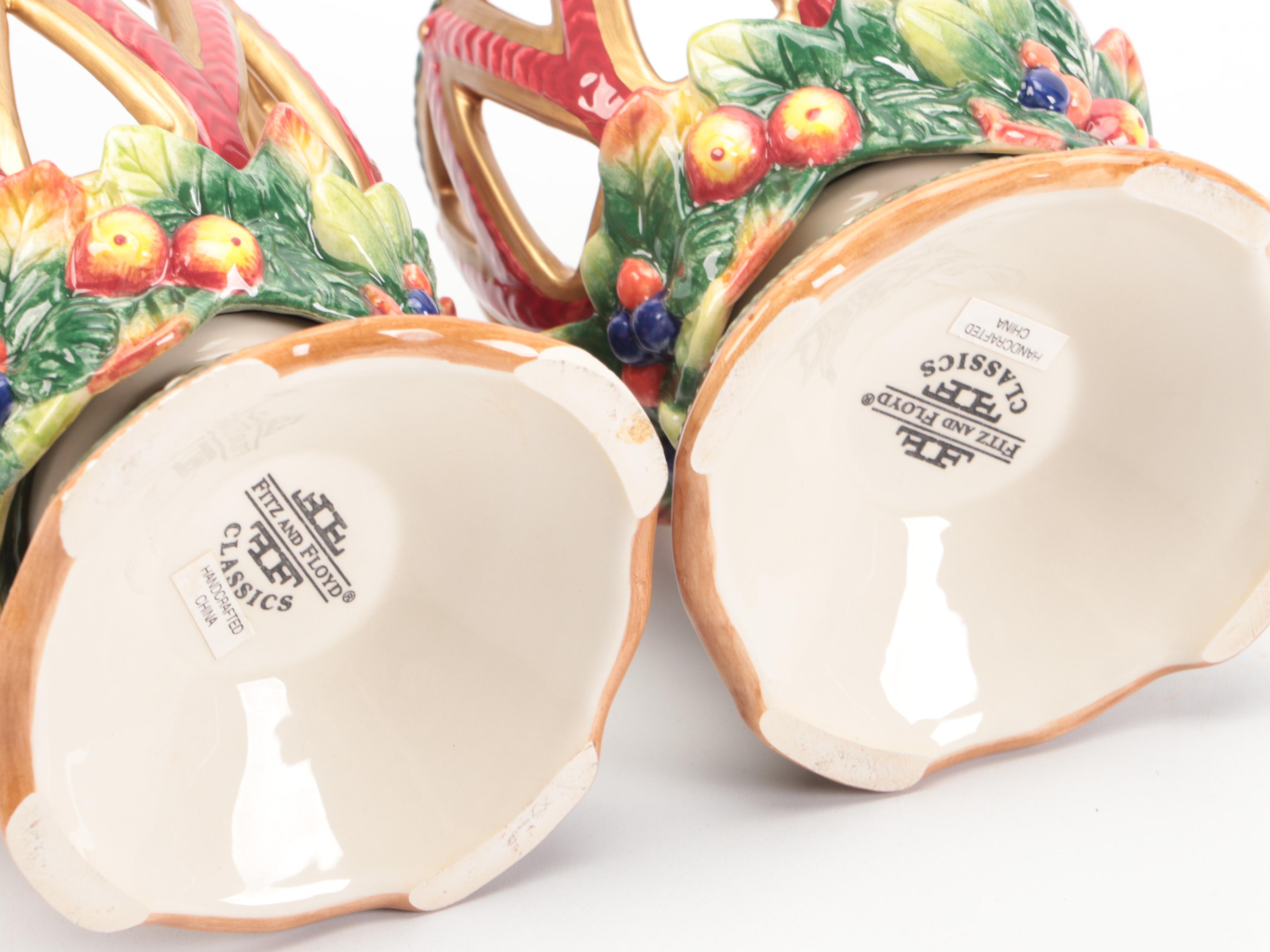 Fitz & Floyd "Jolly Ole St. Nick" Votive Holders and "Santa's List" Creamer