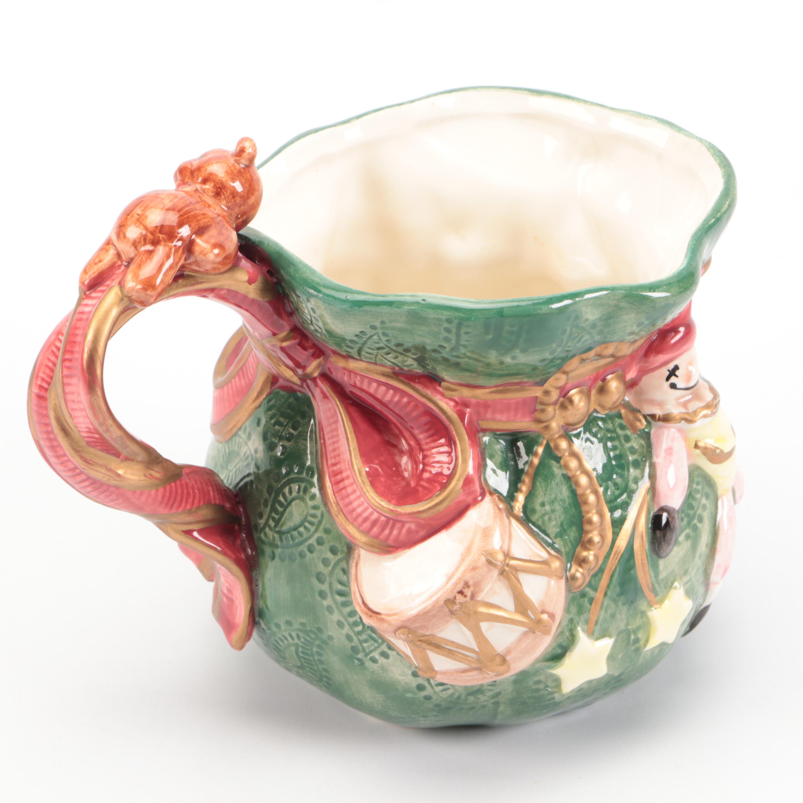 Fitz & Floyd "Jolly Ole St. Nick" Votive Holders and "Santa's List" Creamer