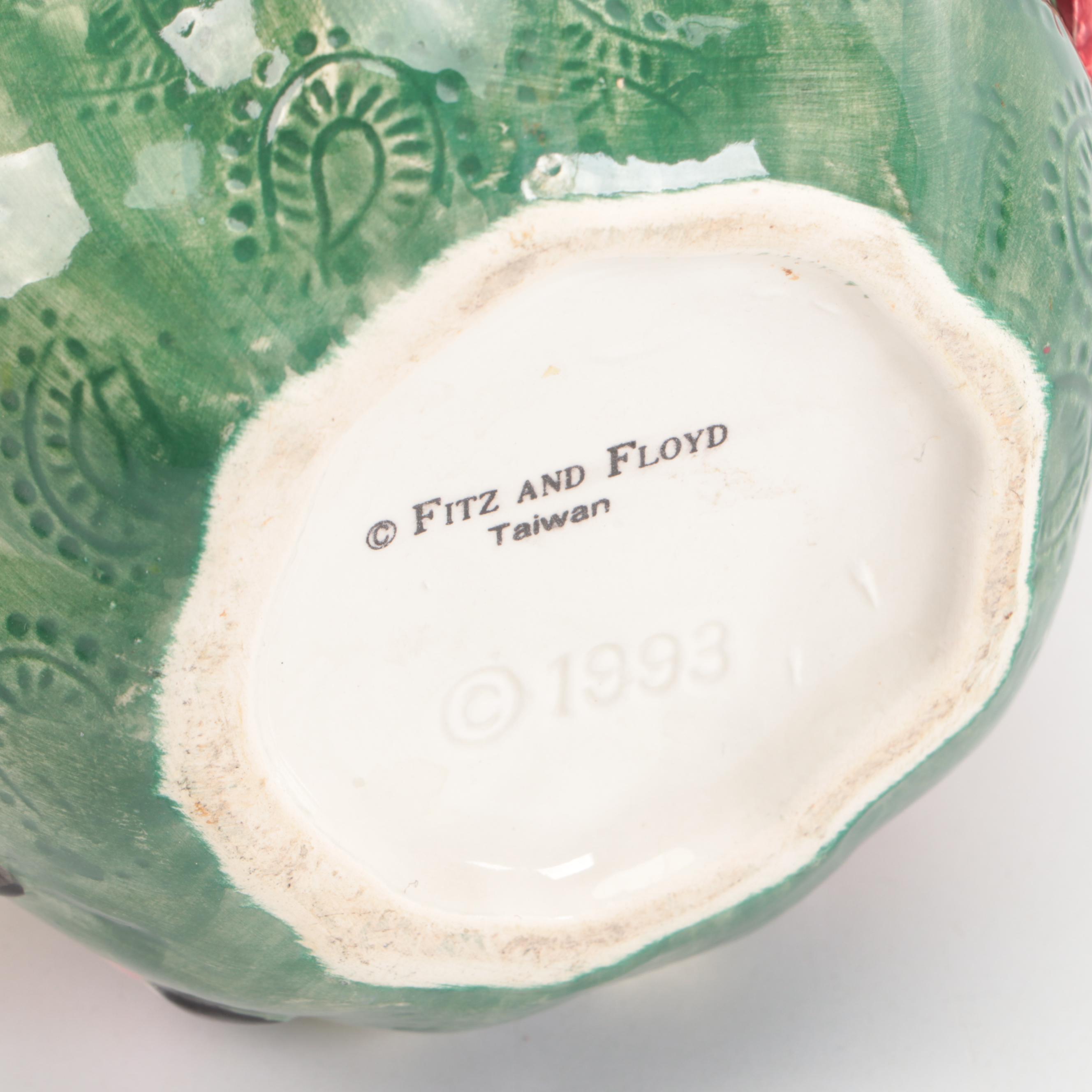 Fitz & Floyd "Jolly Ole St. Nick" Votive Holders and "Santa's List" Creamer