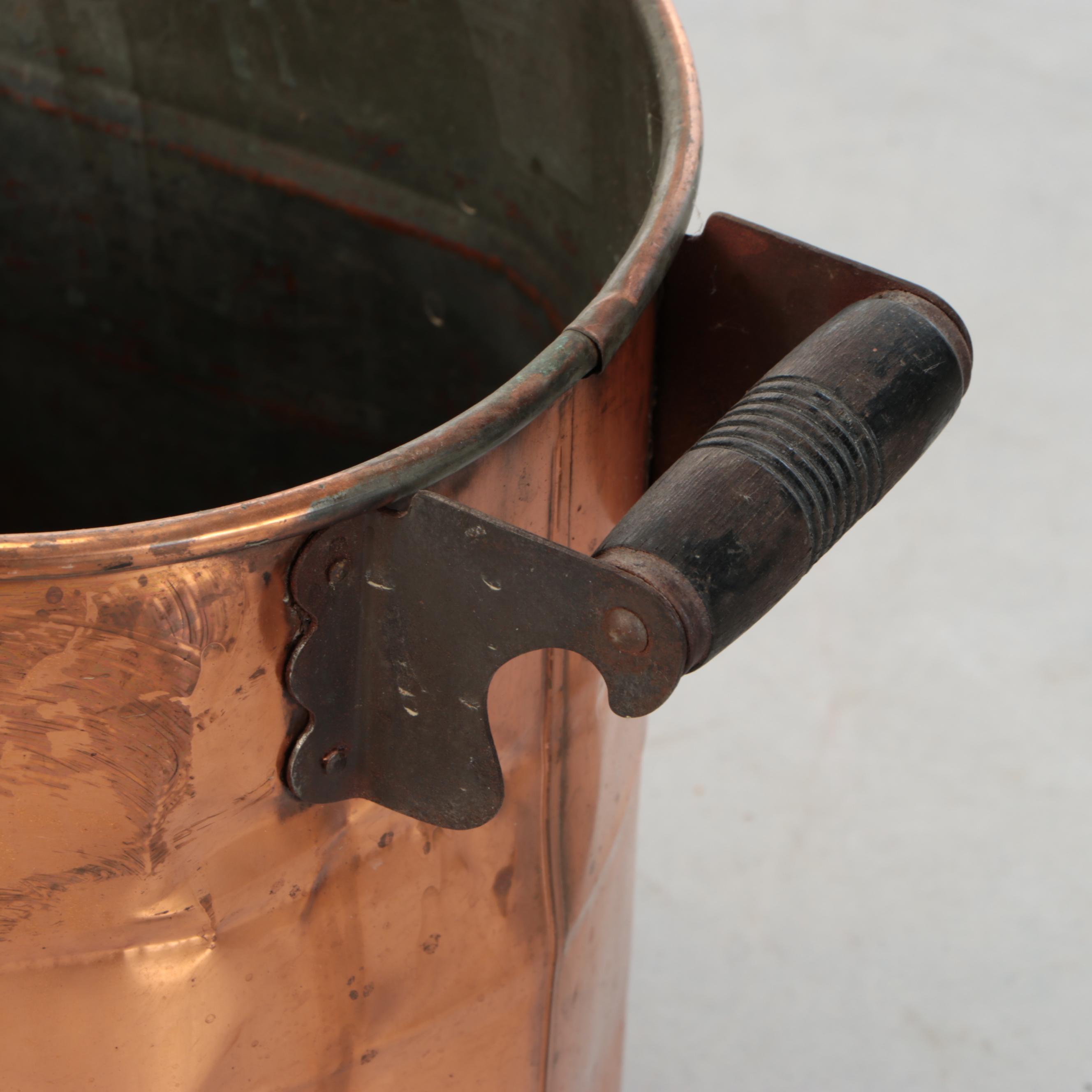 Tin Lined Copper Boiler Wash Tub With Wood Handles