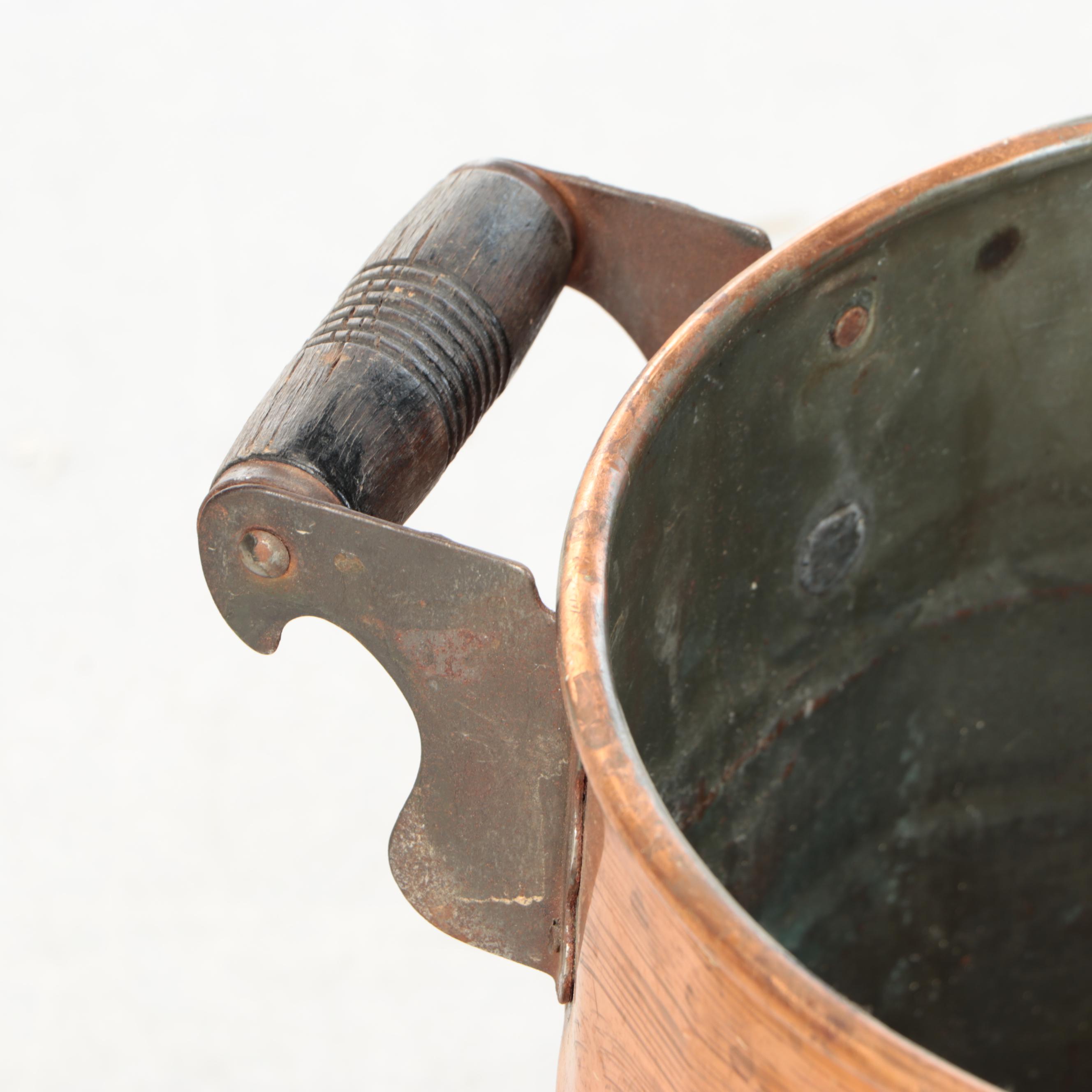 Tin Lined Copper Boiler Wash Tub With Wood Handles