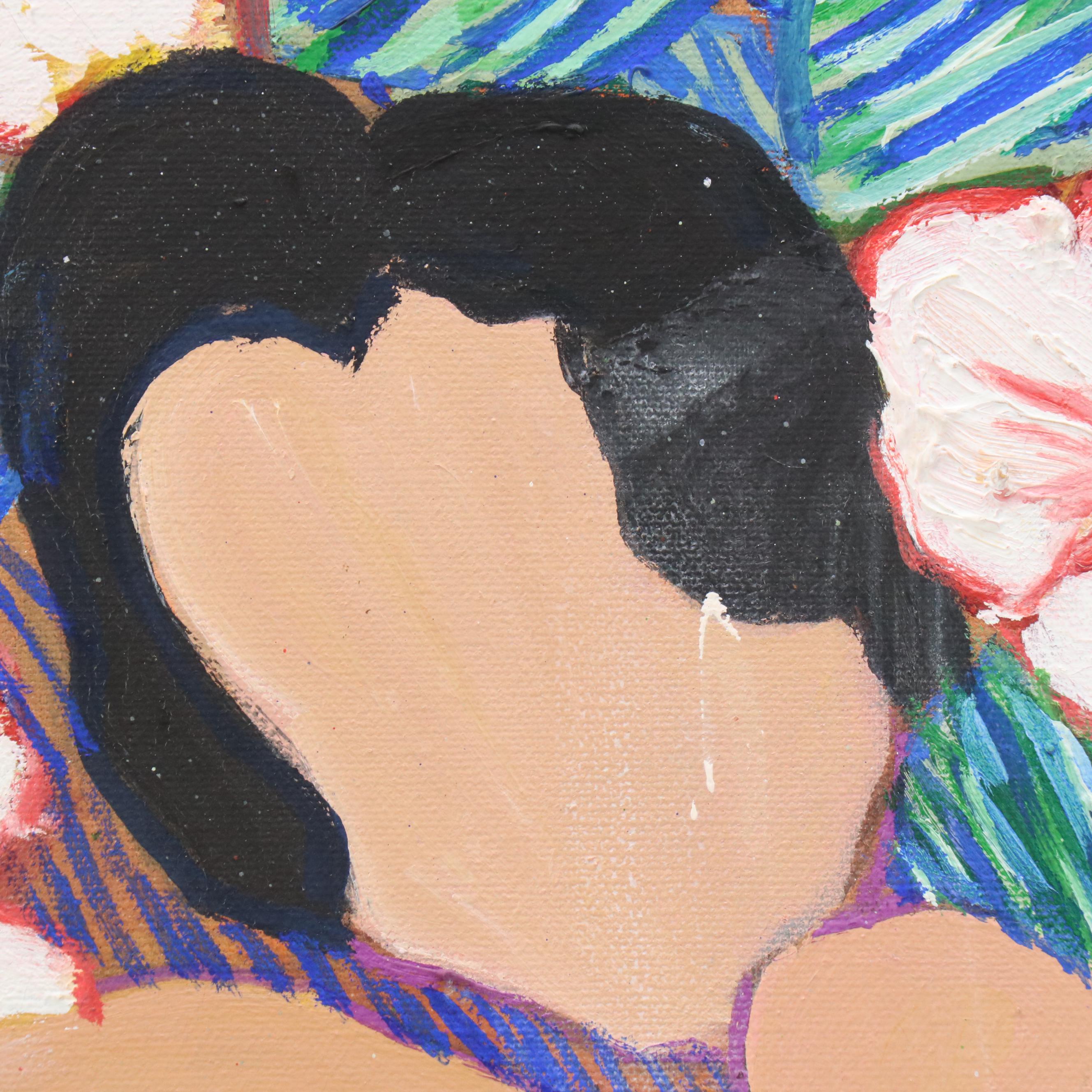 Janice Guttman Figural Surrealist Acrylic Painting, 1993