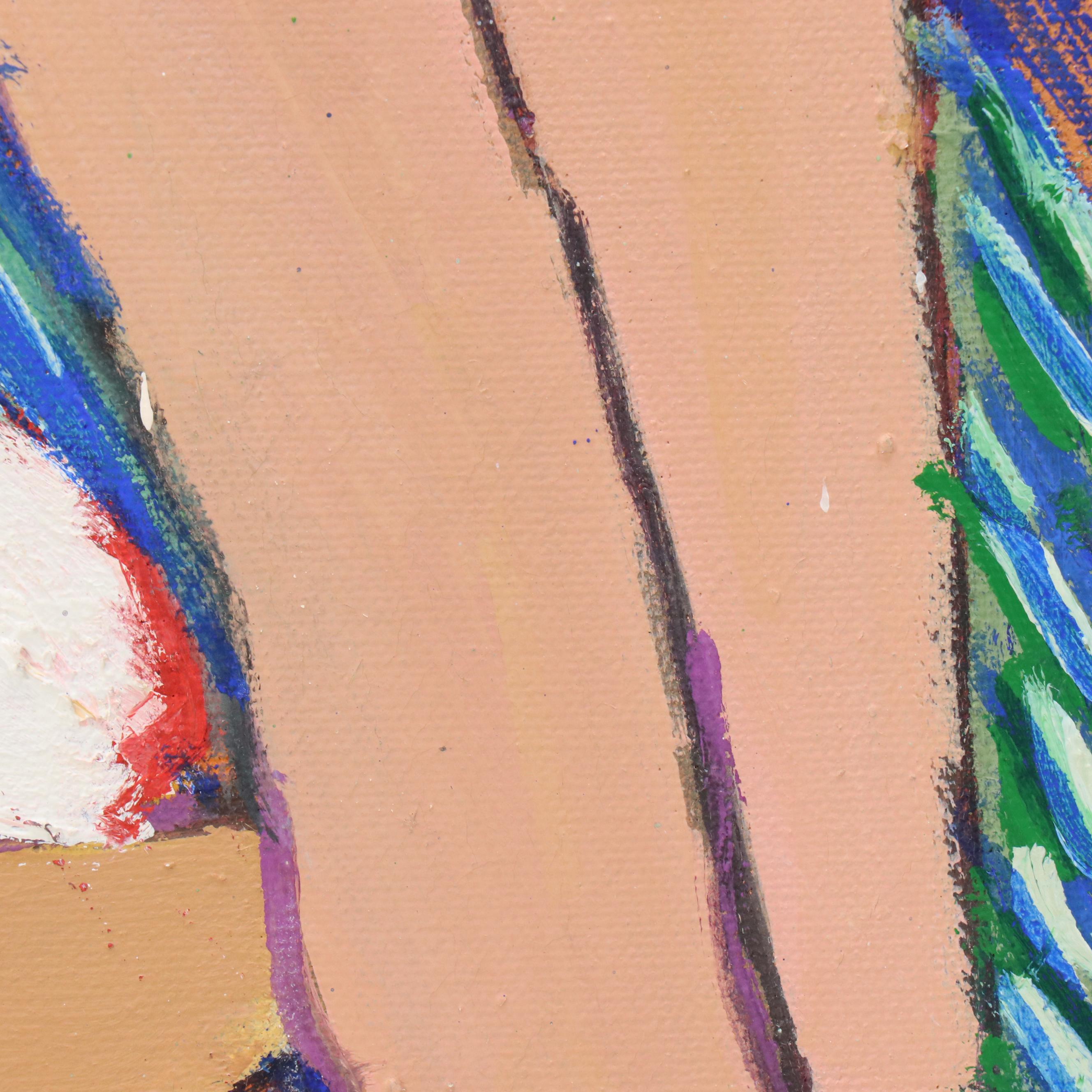 Janice Guttman Figural Surrealist Acrylic Painting, 1993