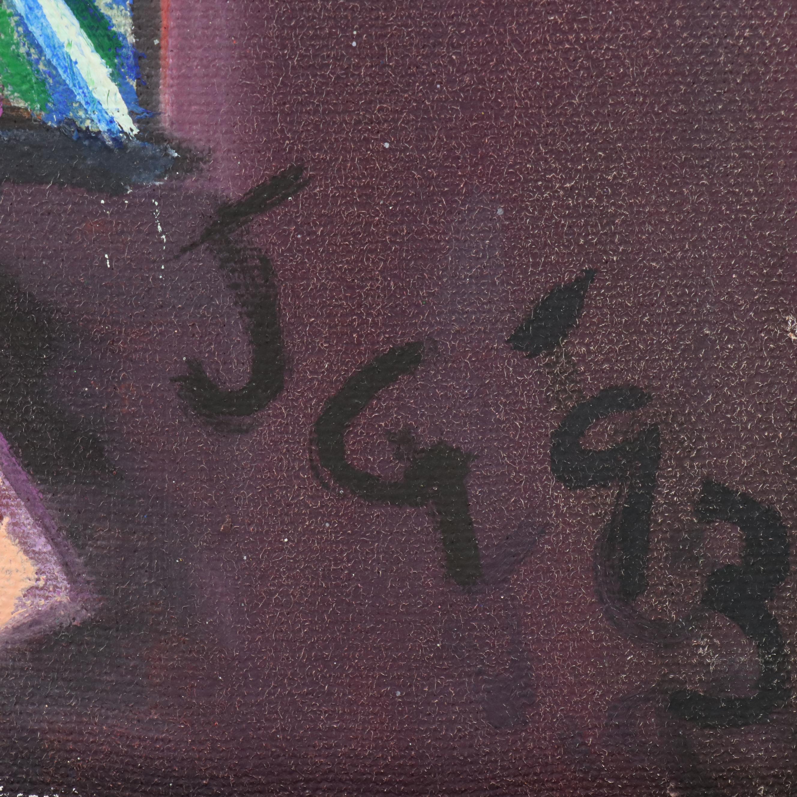 Janice Guttman Figural Surrealist Acrylic Painting, 1993