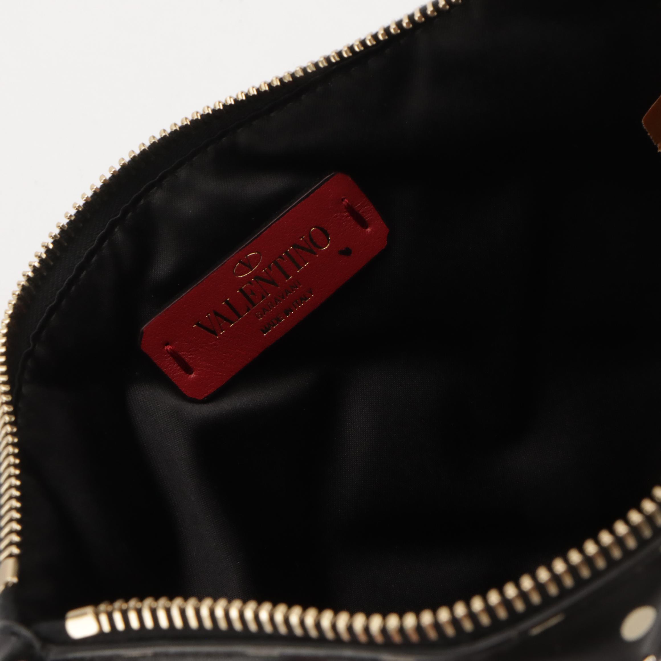 Valentino Garavani Candystud Zip Pouch in Dot Print Quilted Leather