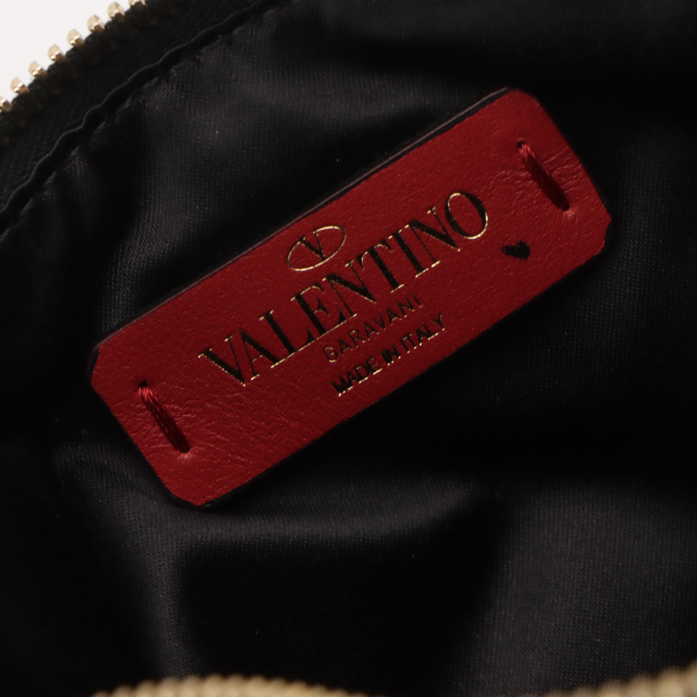 Valentino Garavani Candystud Zip Pouch in Dot Print Quilted Leather