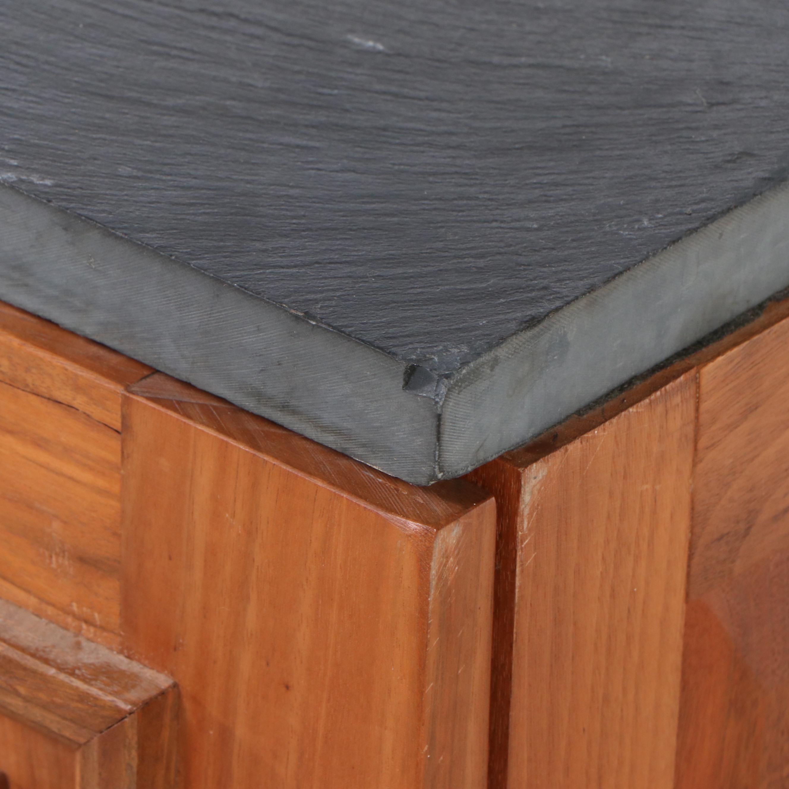 Mid Century Modern Douglas Fir Slate Top Record Cabinet and Storage Cabinet