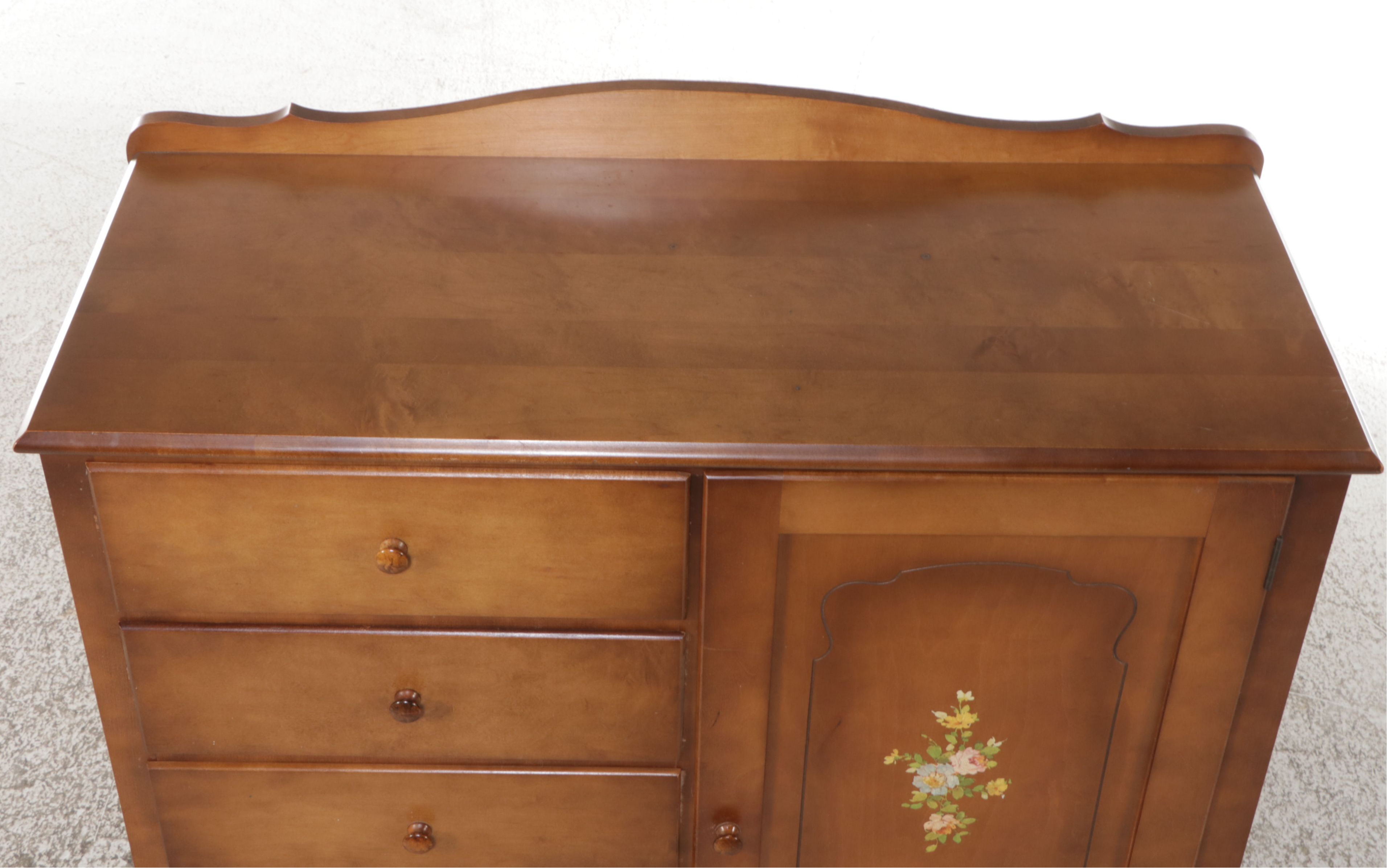 Children's Maple Wardrobe with Applied Floral Decoration