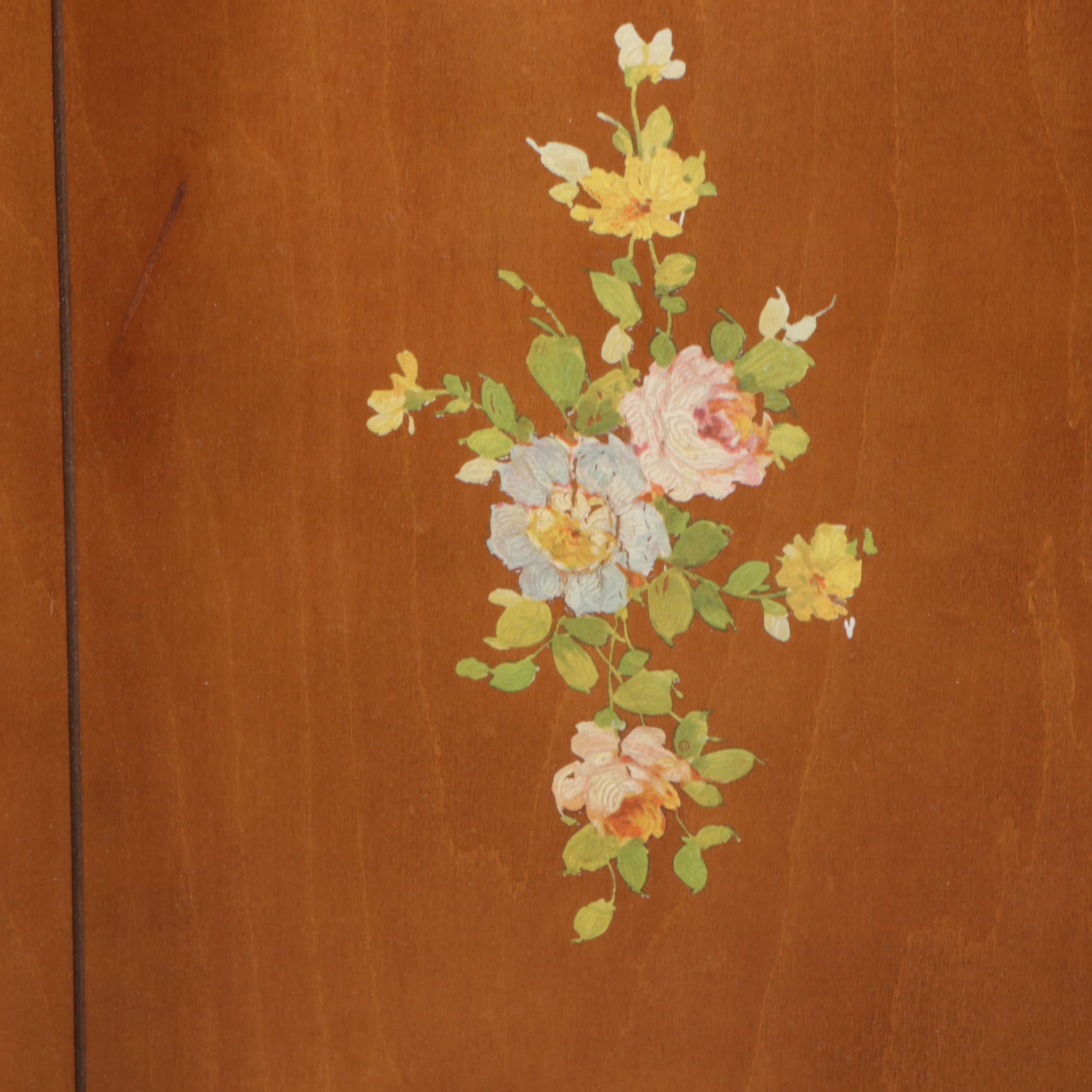 Children's Maple Wardrobe with Applied Floral Decoration