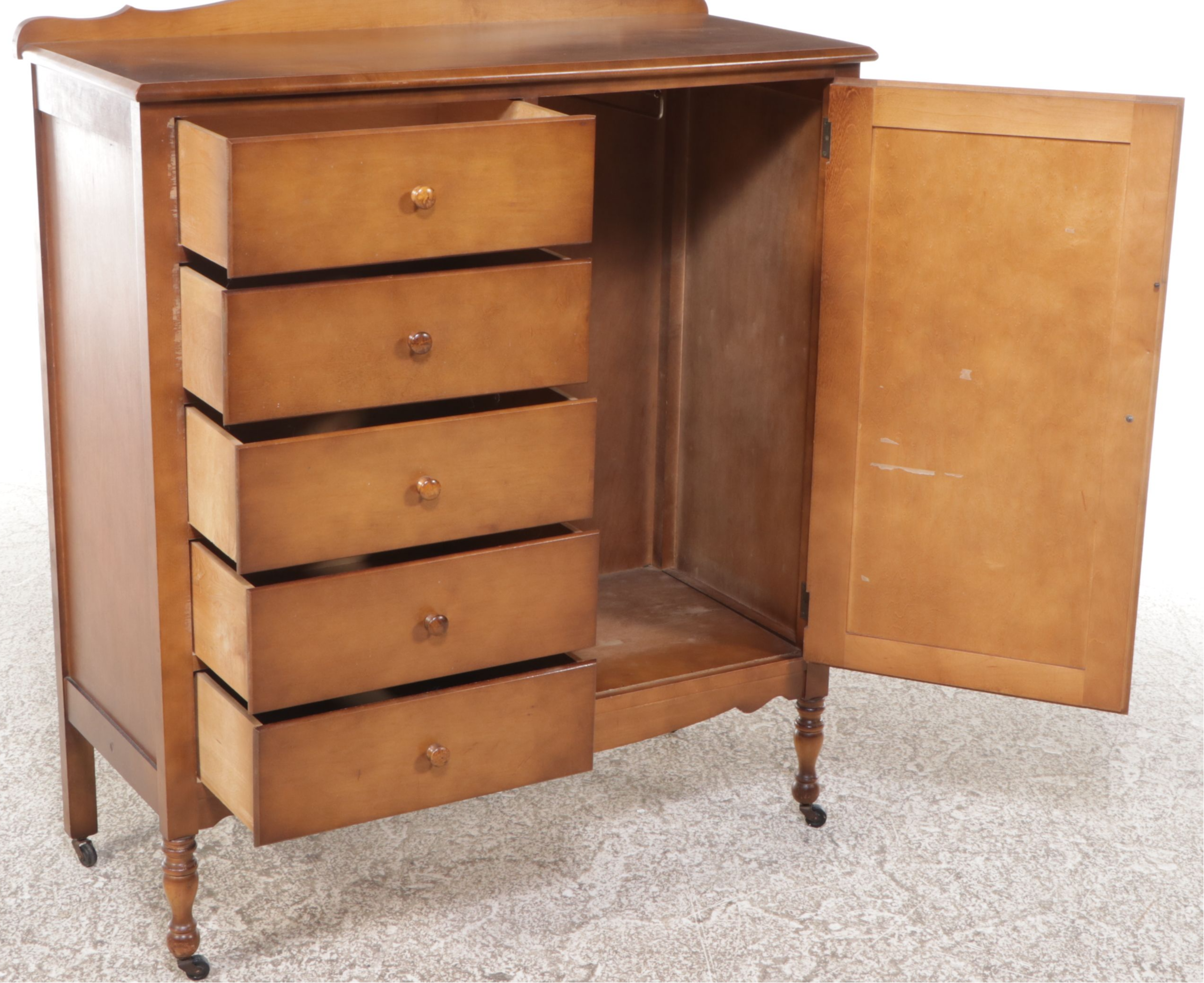 Children's Maple Wardrobe with Applied Floral Decoration