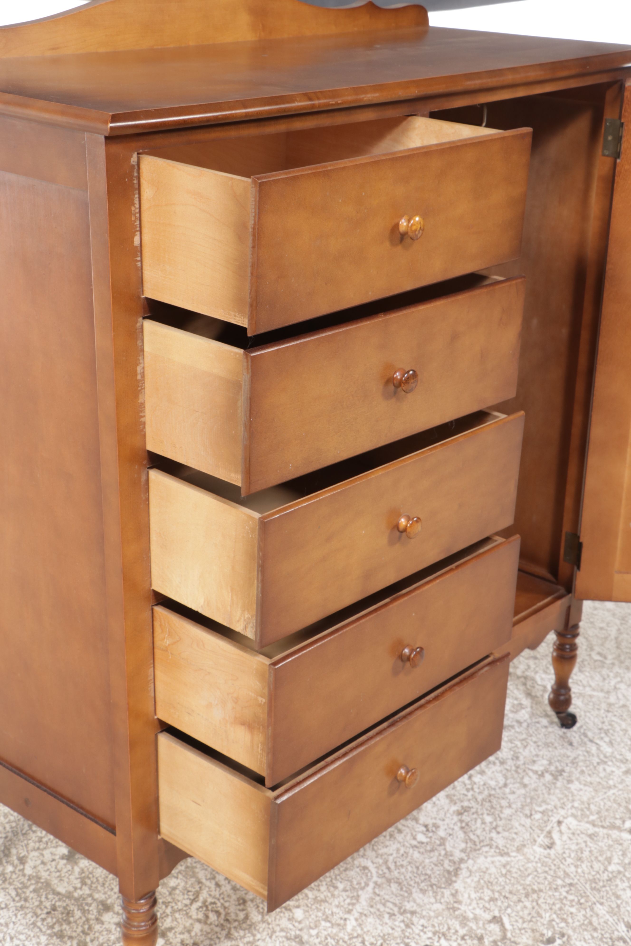 Children's Maple Wardrobe with Applied Floral Decoration