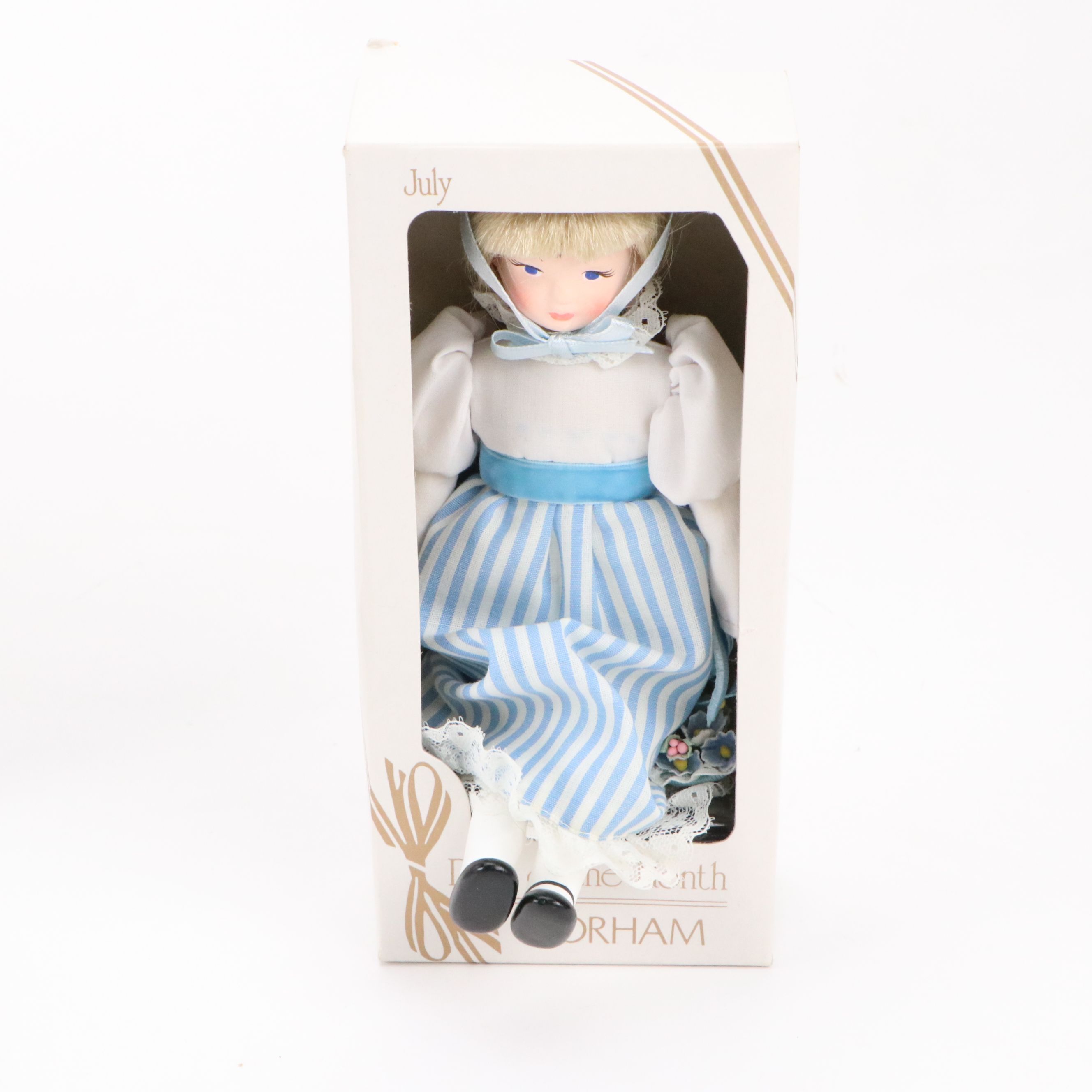 Raggedy Ann and Andy, Gorham 'July' Doll of the Month and Tin Noise Makers