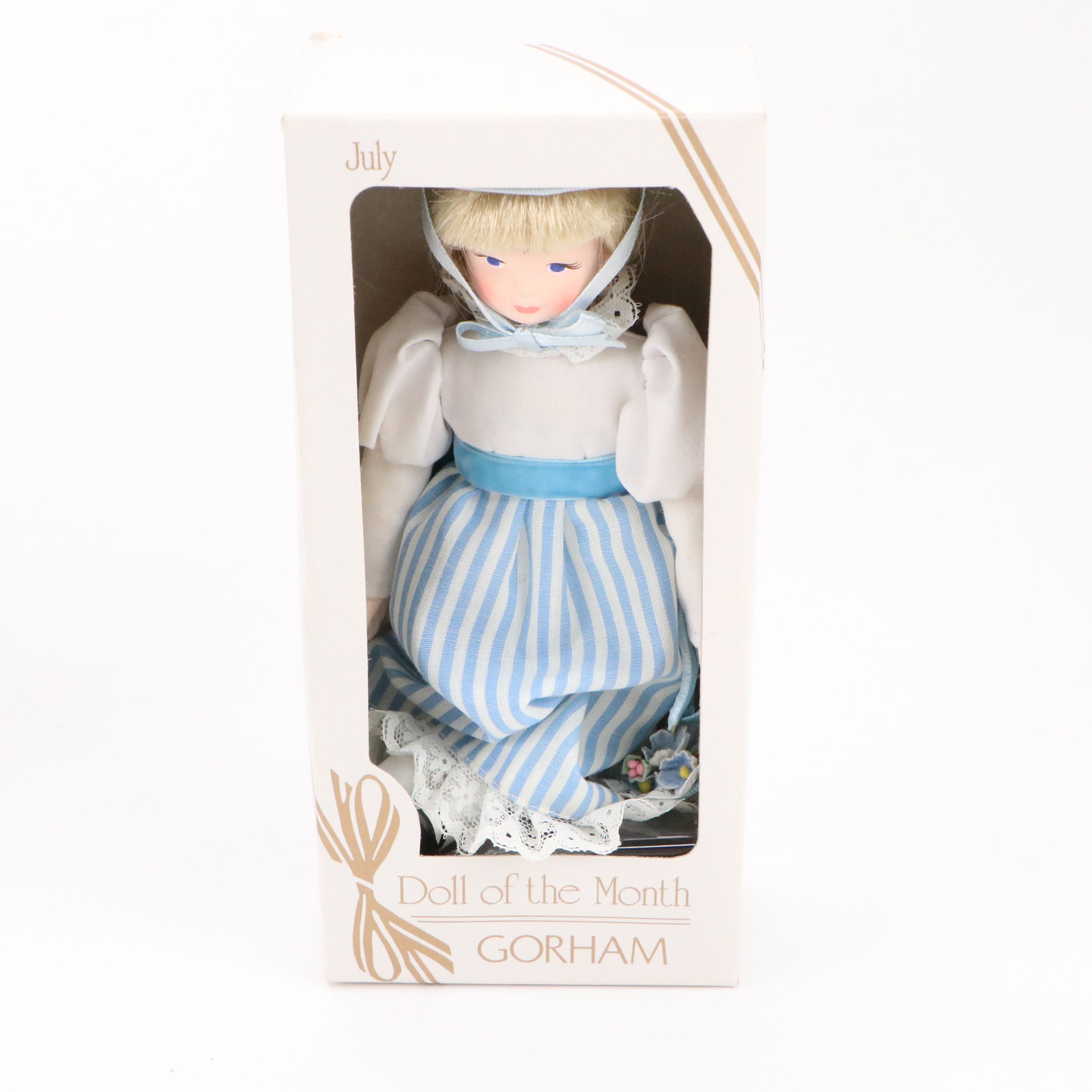 Raggedy Ann and Andy, Gorham 'July' Doll of the Month and Tin Noise Makers