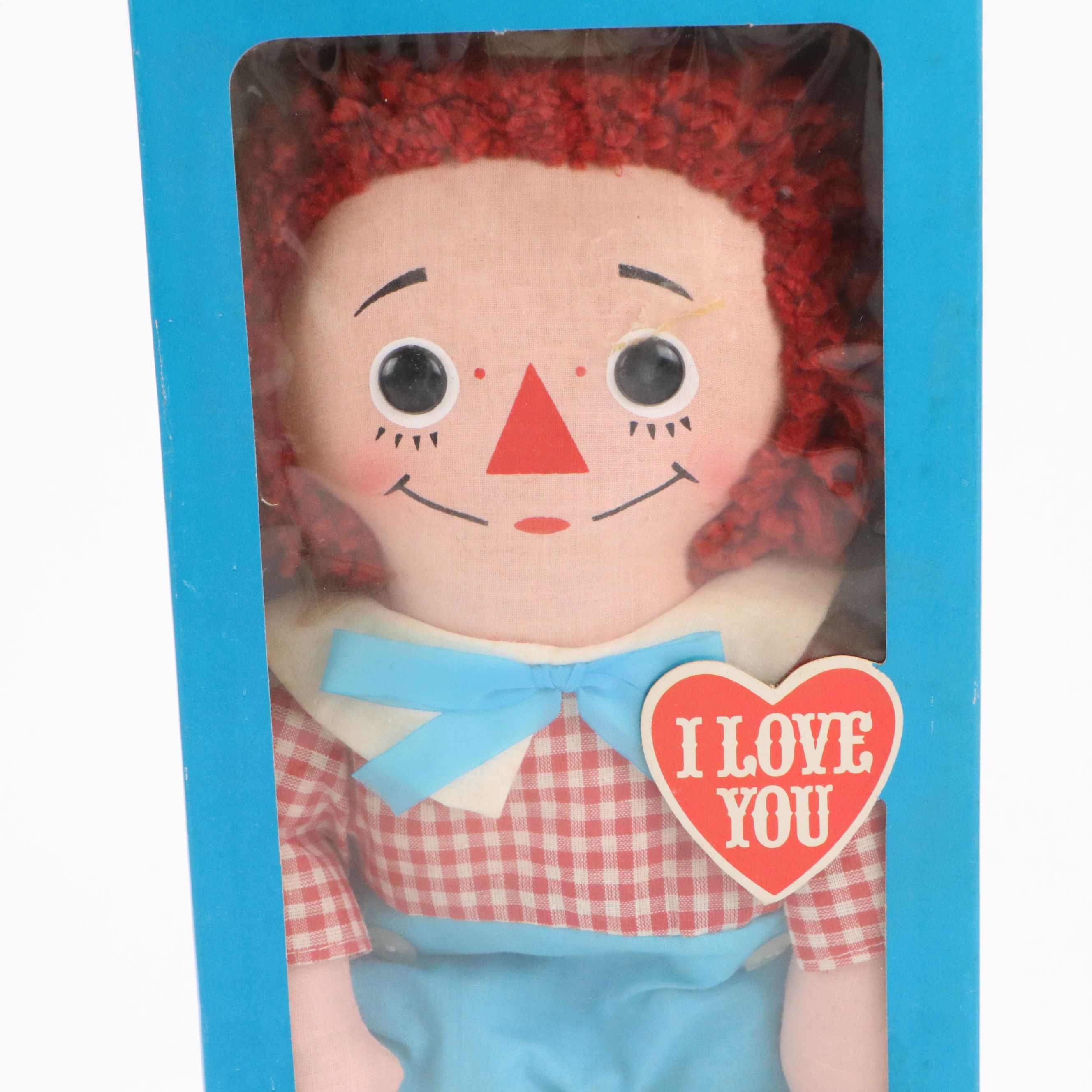 Raggedy Ann and Andy, Gorham 'July' Doll of the Month and Tin Noise Makers