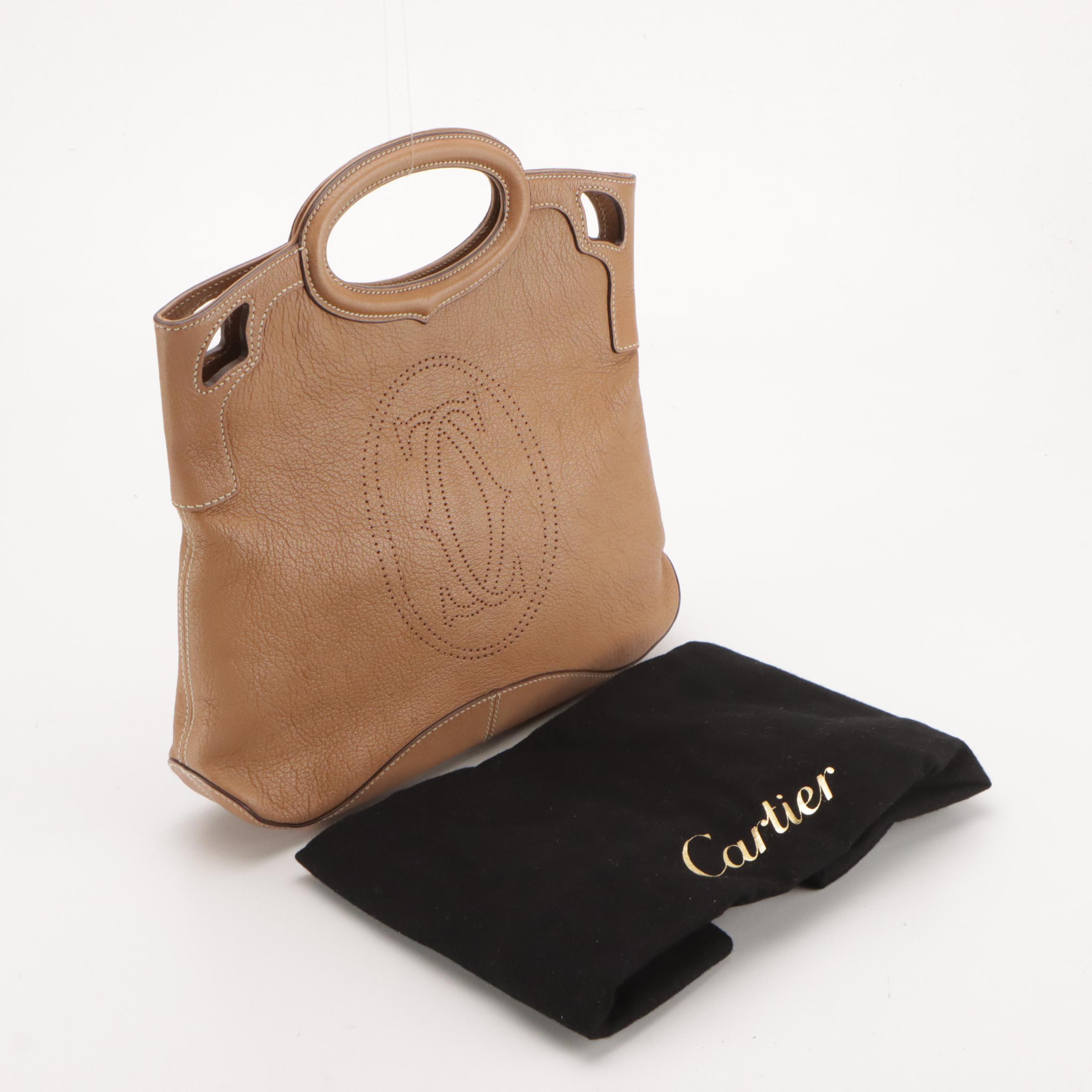 Cartier Marcello de Cartier Handbag in Camel Brown Grained Leather