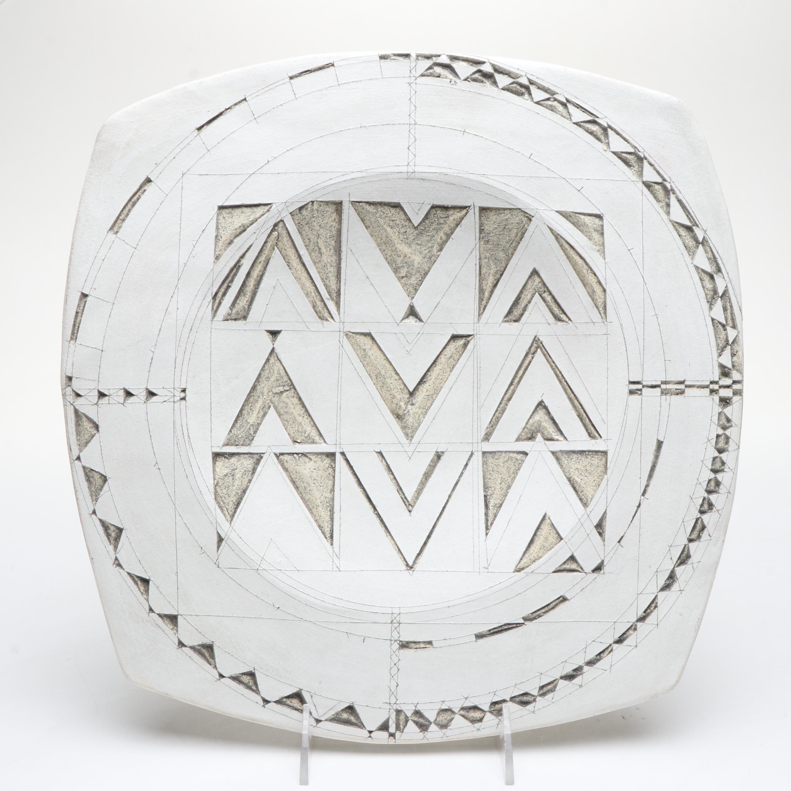 Carved Yaure Baule Passport Mask, Frog Box, Ceramic Plate and Marble Bookends