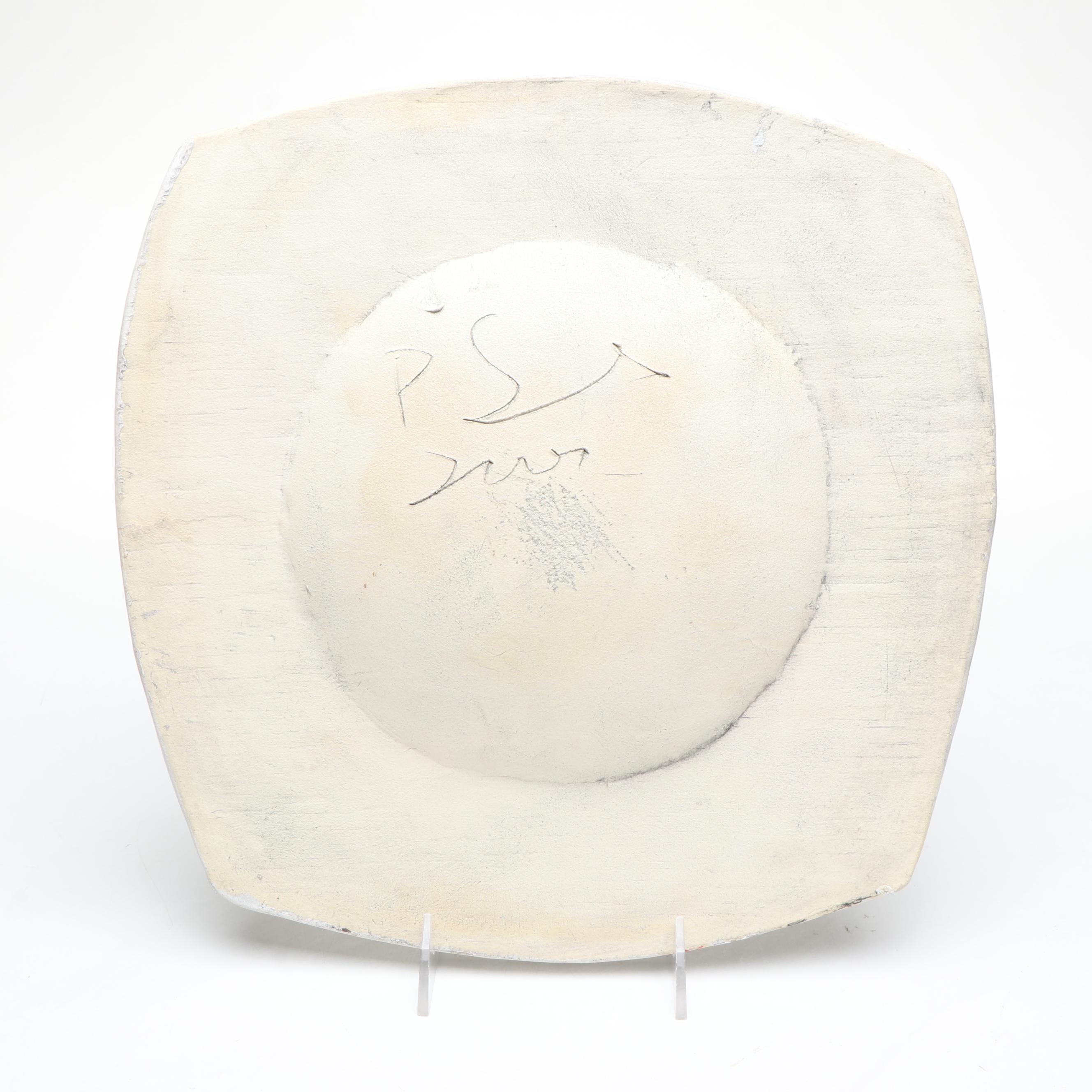 Carved Yaure Baule Passport Mask, Frog Box, Ceramic Plate and Marble Bookends