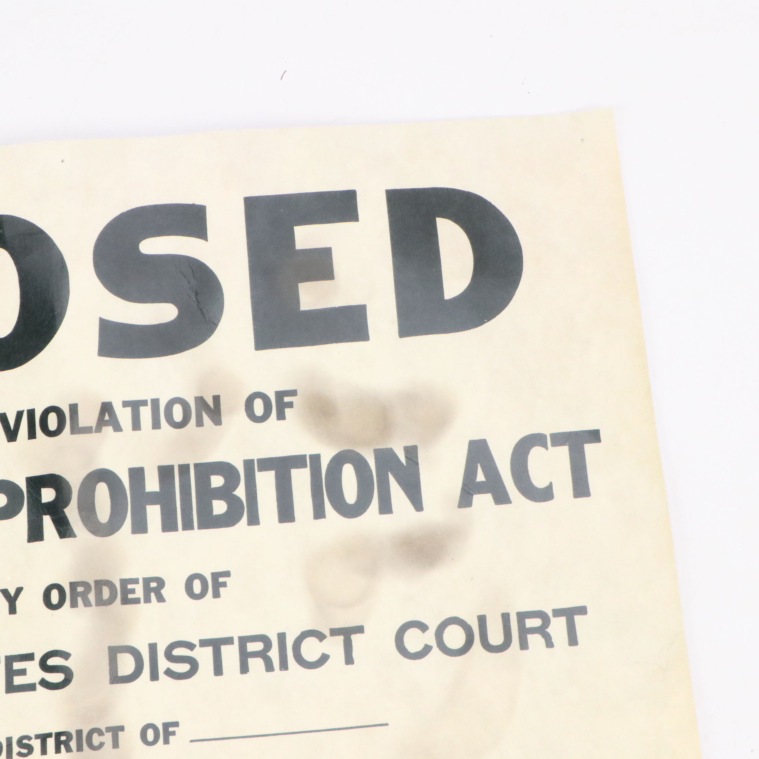 Prohibition Era Whisky Prescription Form with Reproduction Sign