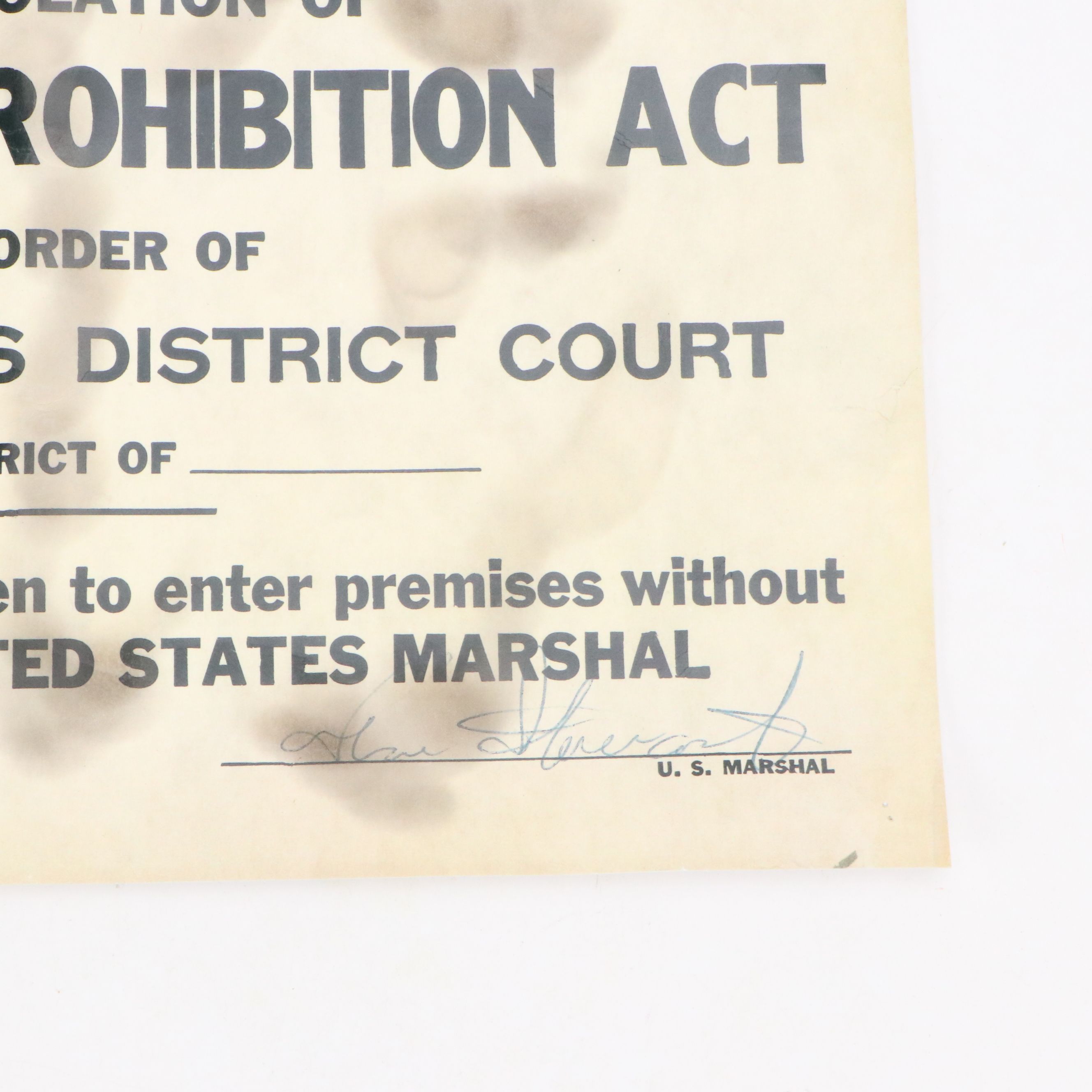 Prohibition Era Whisky Prescription Form with Reproduction Sign