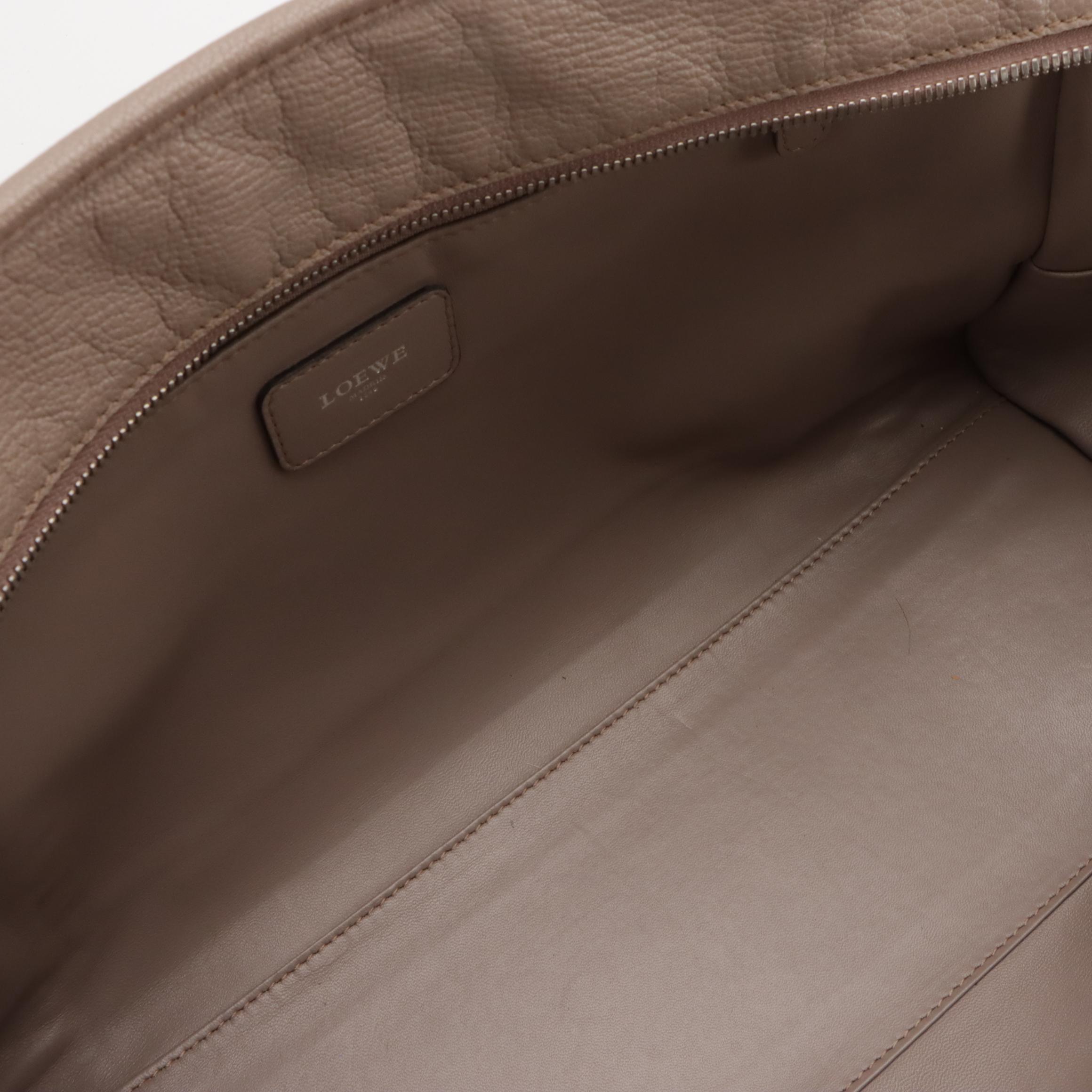 Loewe Amazona 36 Boston Bag in Taupe Grey Calfskin Leather