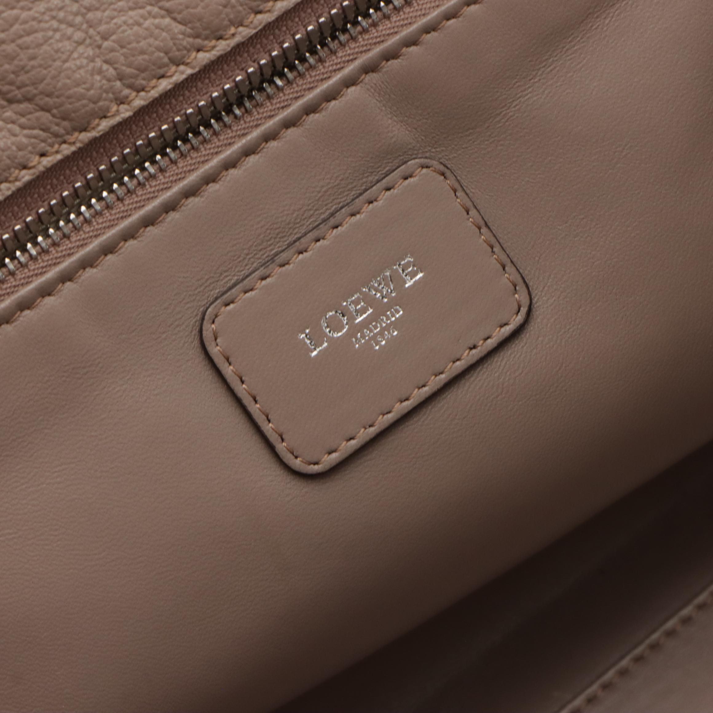 Loewe Amazona 36 Boston Bag in Taupe Grey Calfskin Leather