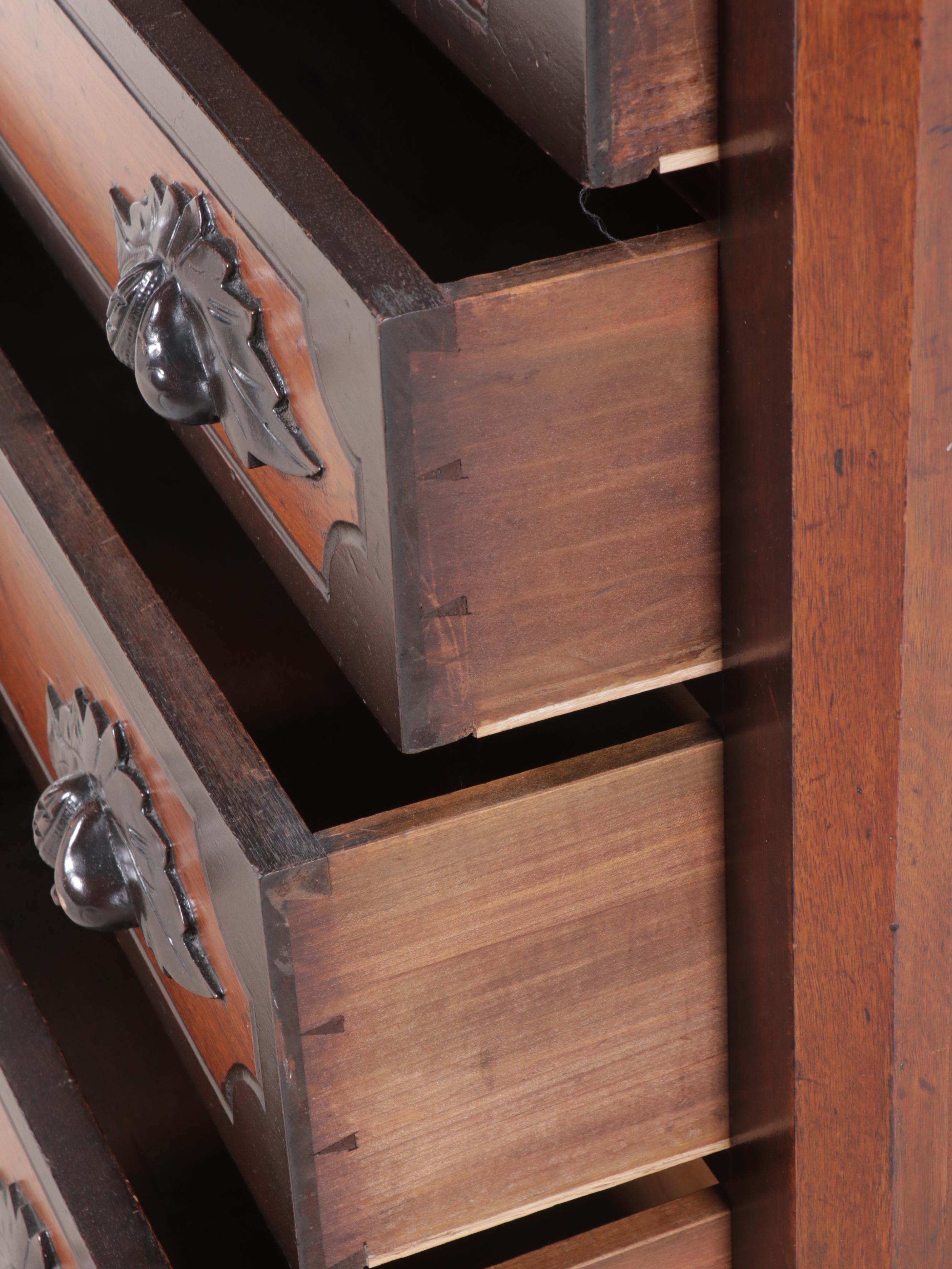 Victorian Mahogany Dresser and Mirror, Early 20th Century