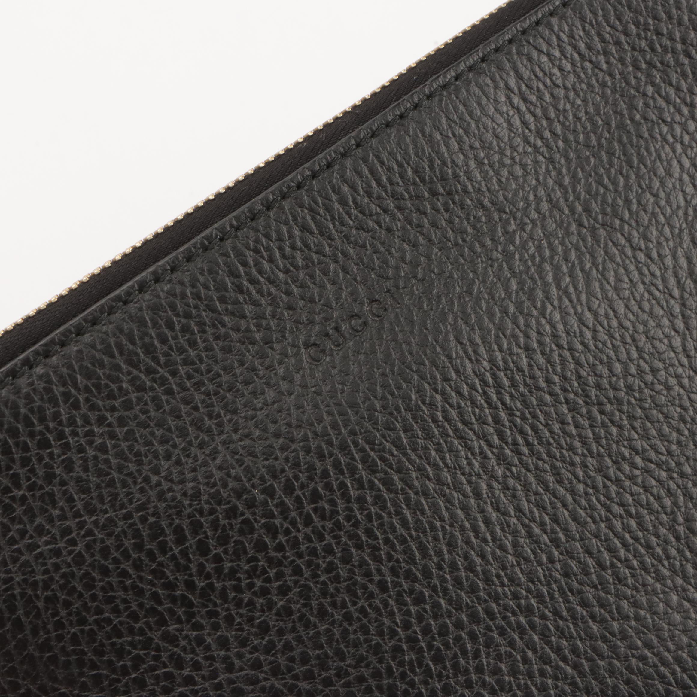 Gucci Bamboo Tassel Closure Zip Clutch/Pouch in Black Calfskin Leather