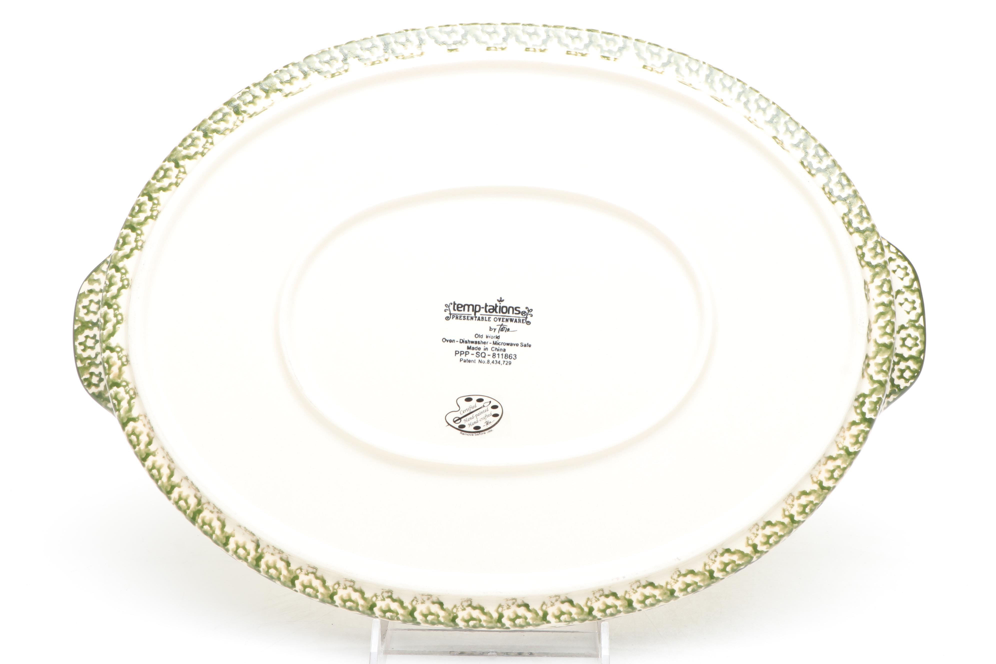 Temp-Tations by Tara "Old World" Hand-Painted Casserole Dish and Serving Pieces