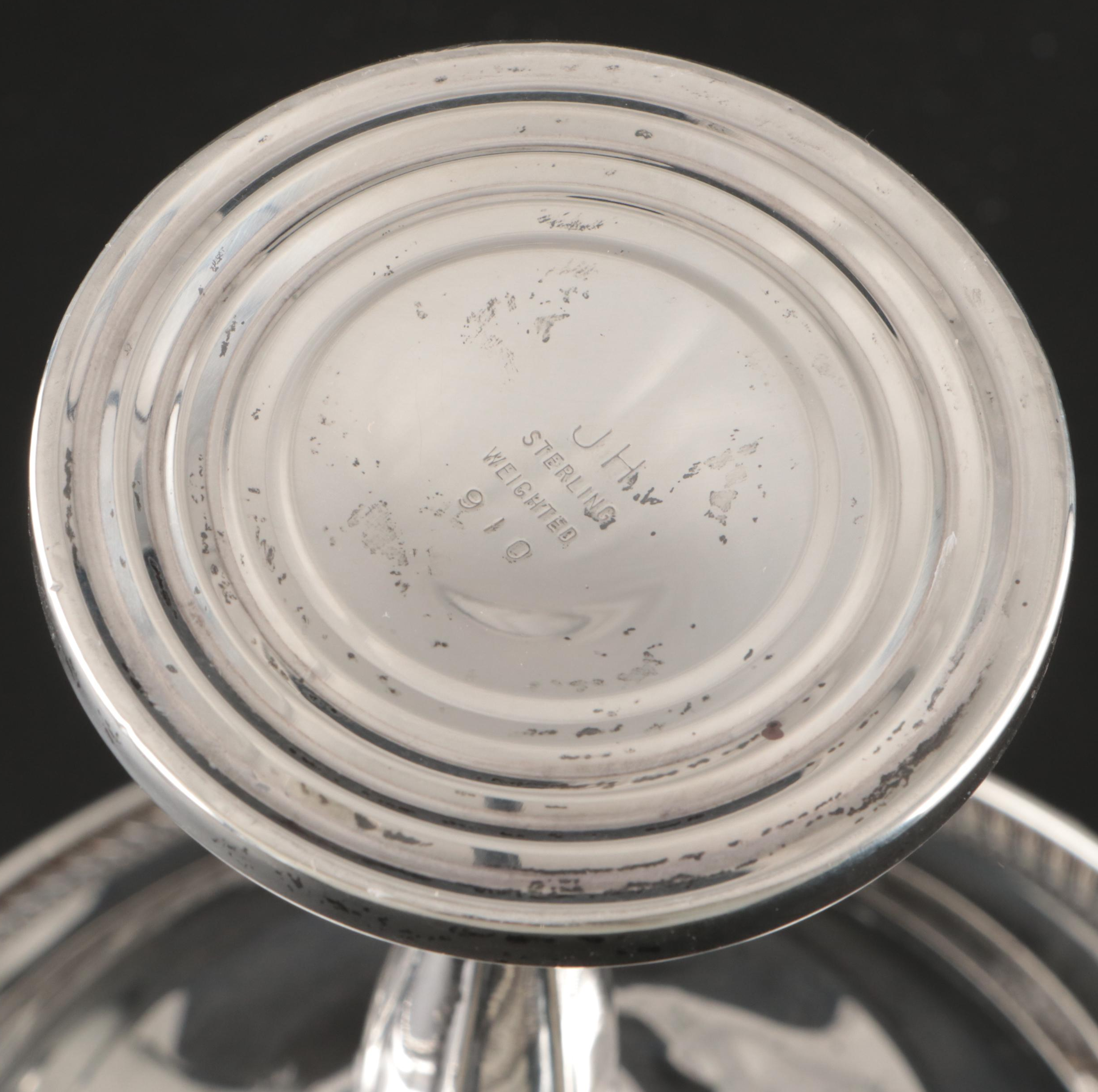 Lenox Sterling Creamer and Sugar Bowl, JH Sterling Compote, and Sterling Basket