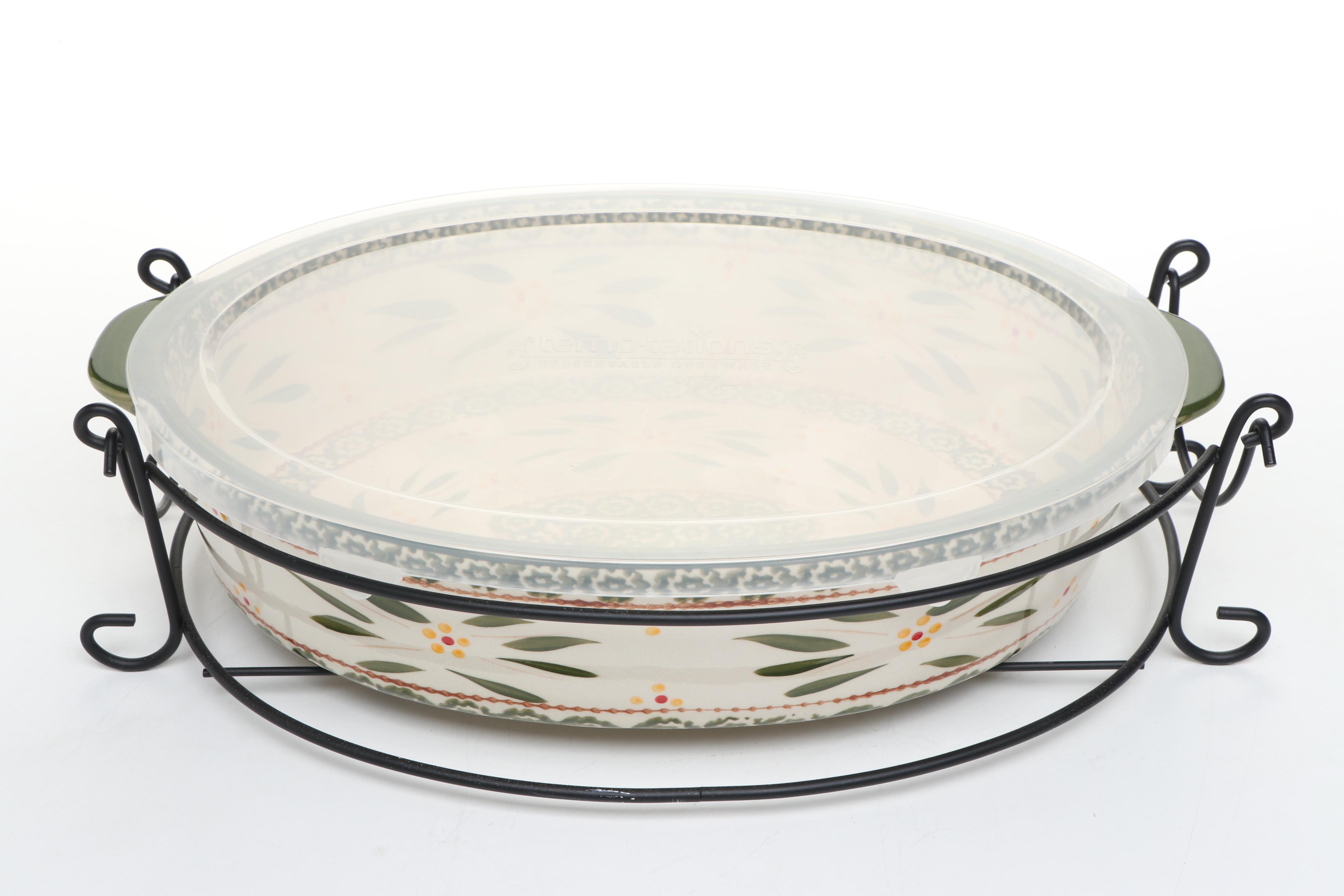 Temp-Tations by Tara "Old World" Hand-Painted Casserole Dish and Serving Pieces