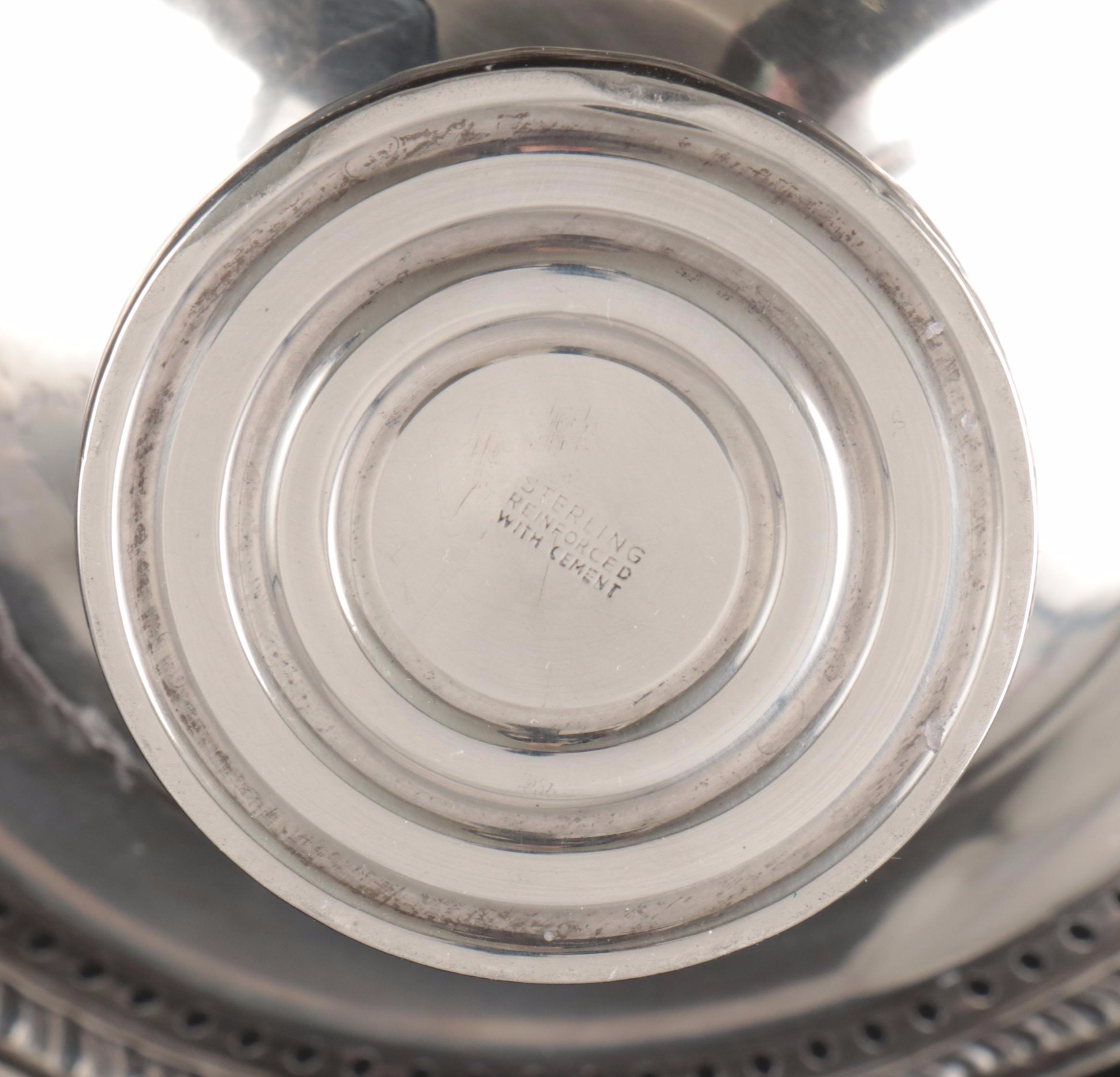 Lenox Sterling Creamer and Sugar Bowl, JH Sterling Compote, and Sterling Basket