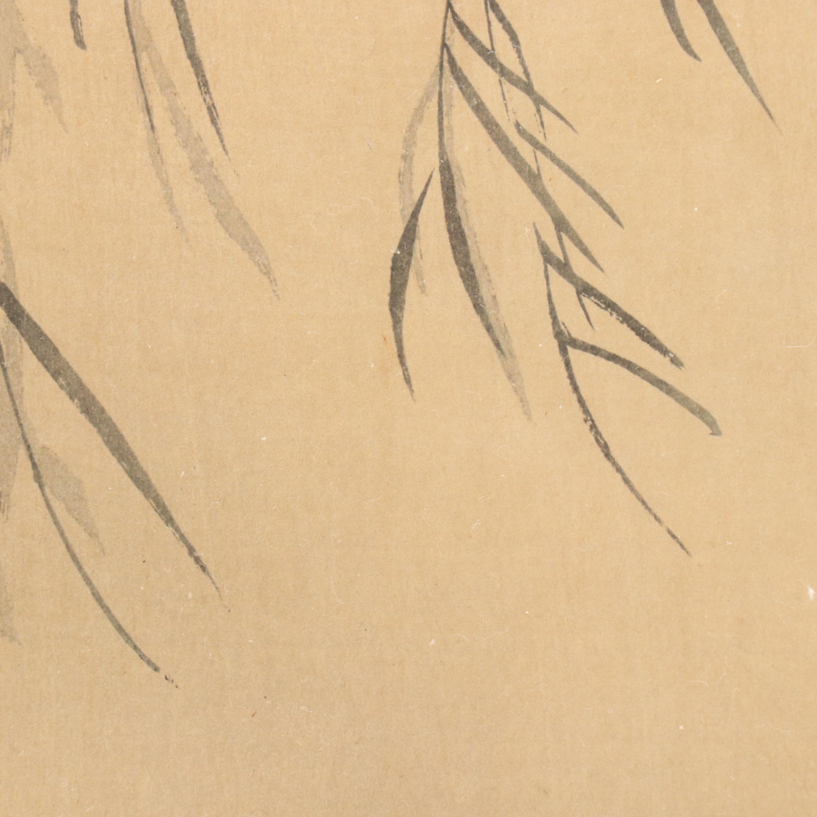 Woodblock "Night Heron on Willow"