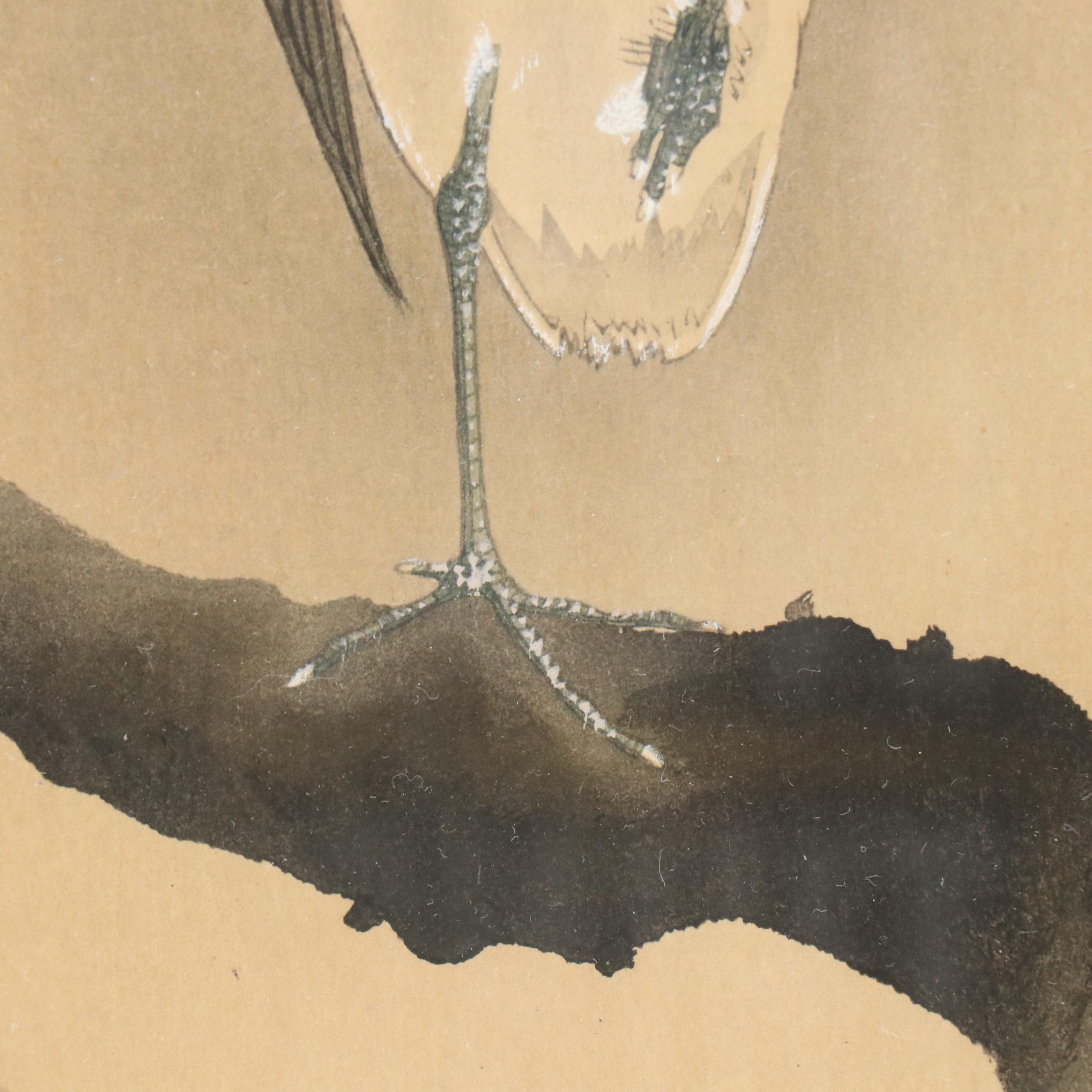 Woodblock "Night Heron on Willow"