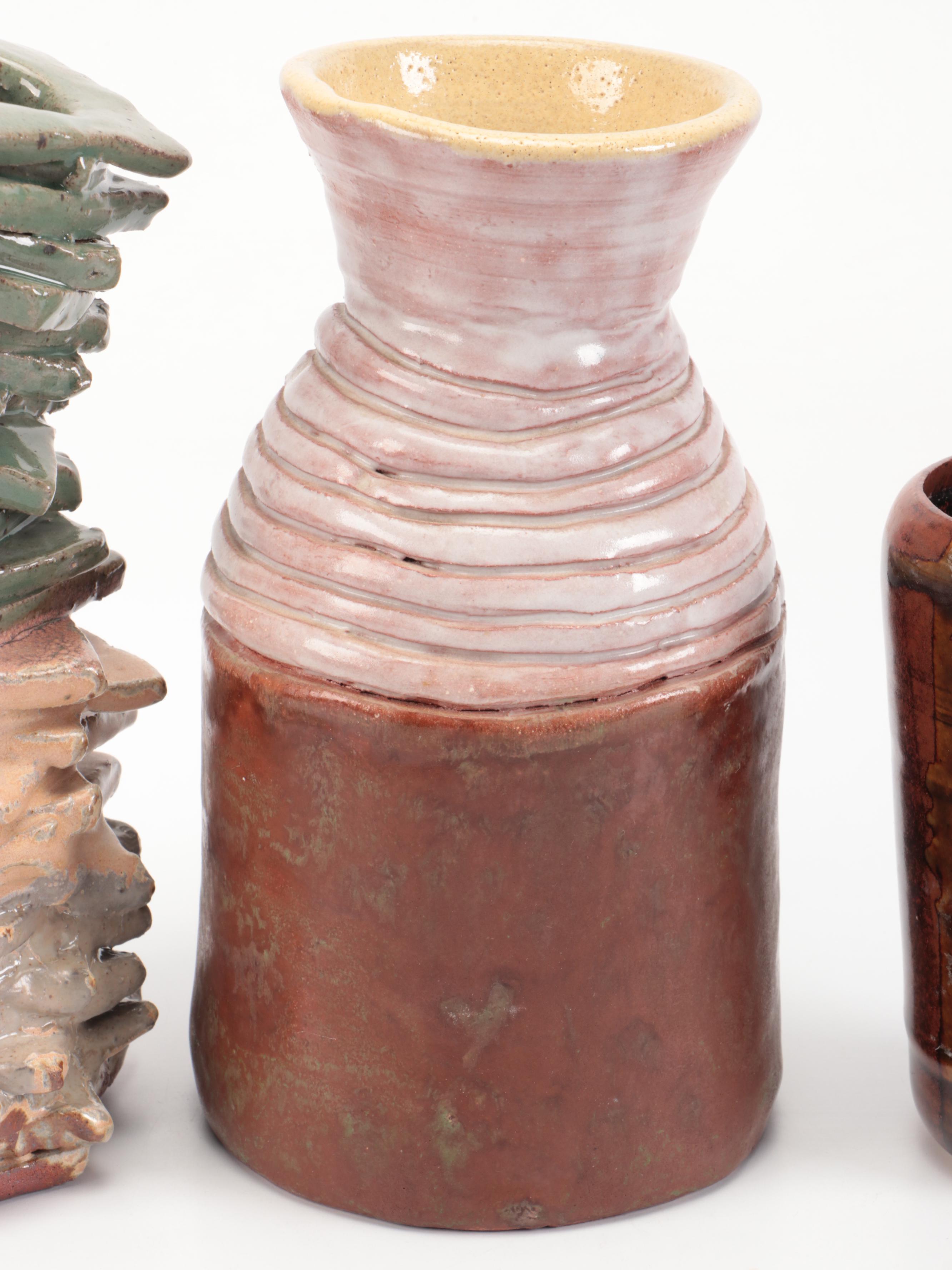 Contemporary Slab Built Candle Holder with Art Pottery Decor