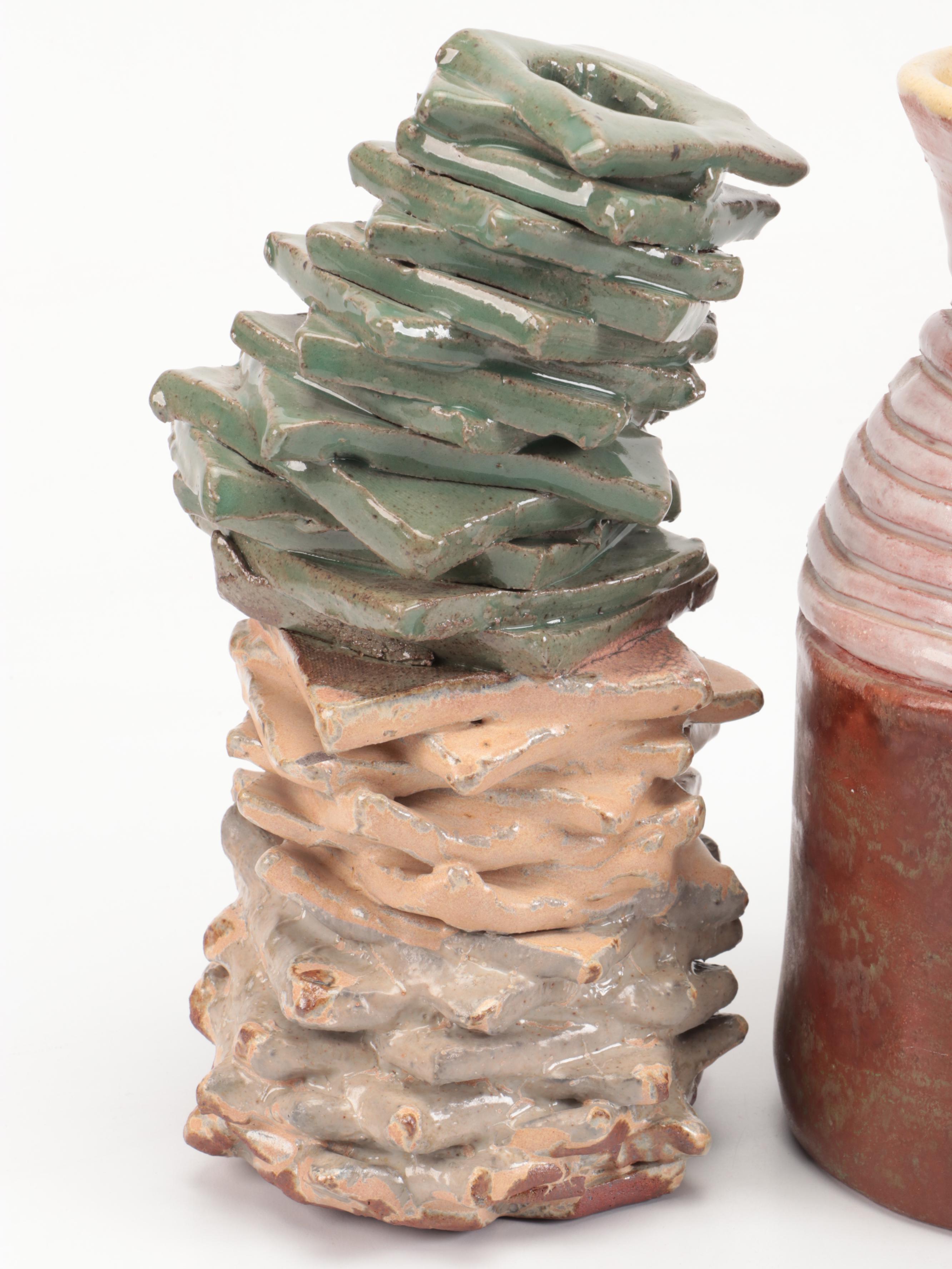 Contemporary Slab Built Candle Holder with Art Pottery Decor