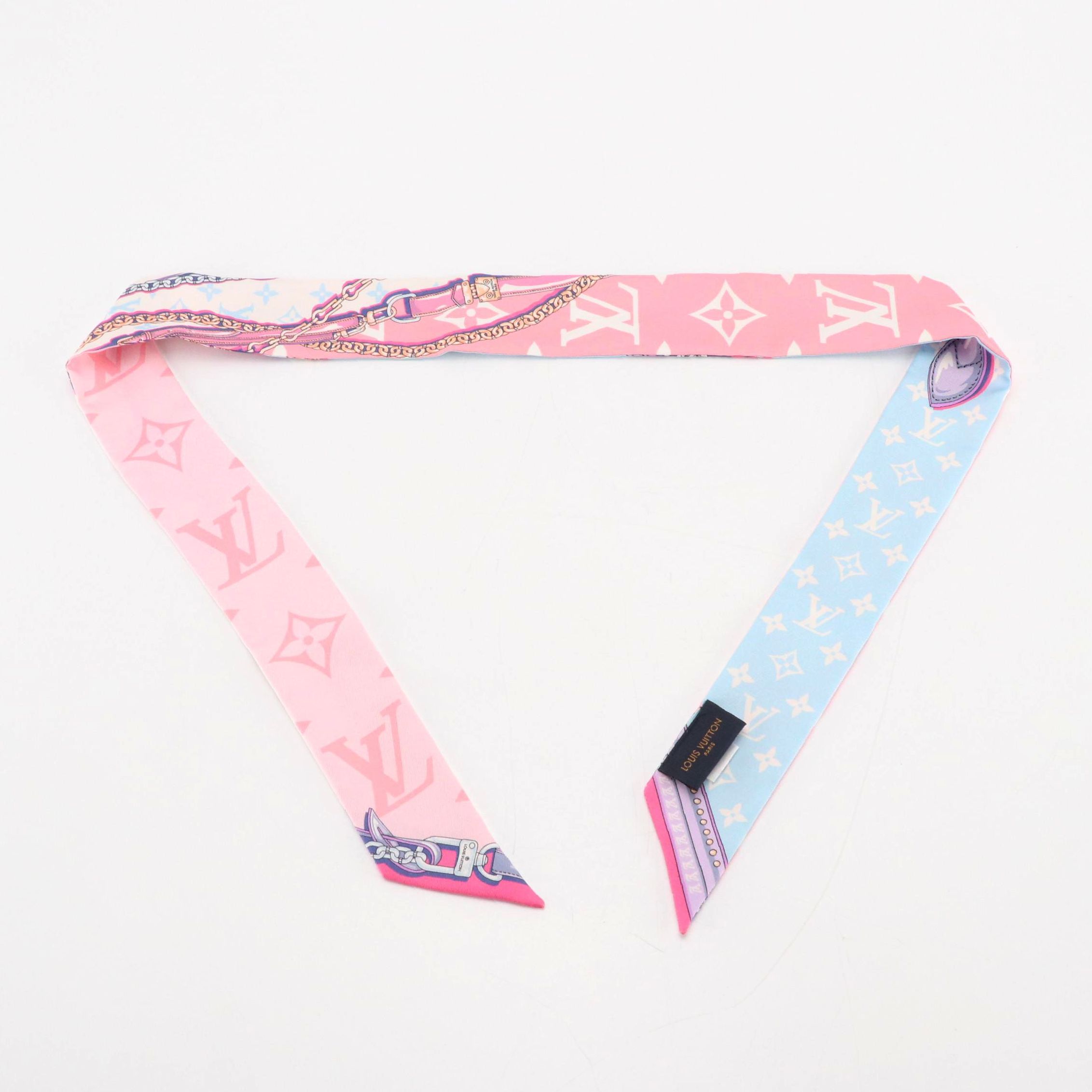 Louis Vuitton Ultimate Monogram BB Bandeau in Pink and White Silk