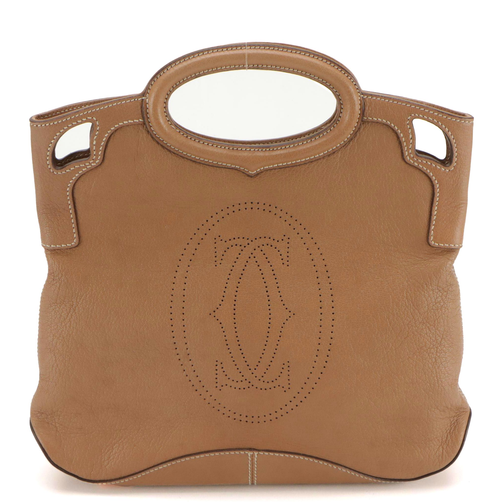 Cartier Marcello de Cartier Handbag in Camel Brown Grained Leather